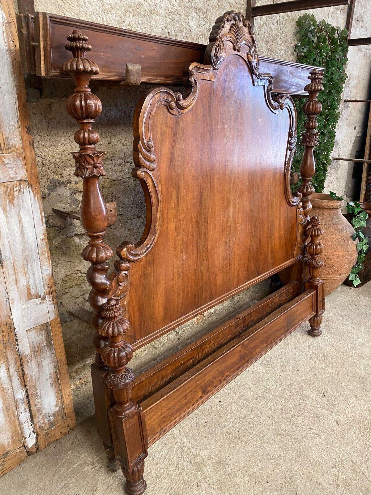 French Bed 4 Poster King 19th Century Low Footboard 4