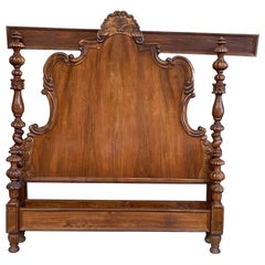 French Bed 4 Poster King 19th Century Low Footboard