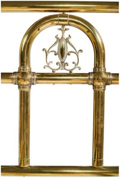 French Bed Frame of Polished Brass with Large Headboard, circa 1900