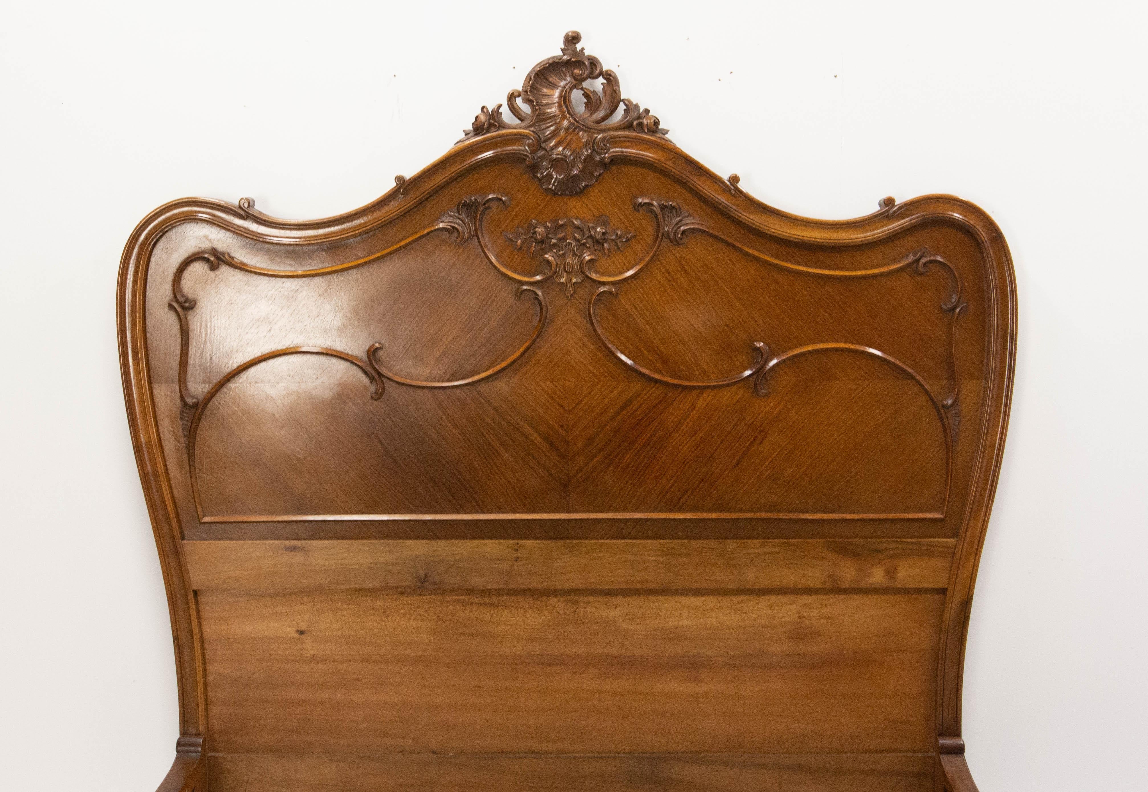 French Bed Full US Louis XV St. Carved Walnut circa 1900 2
