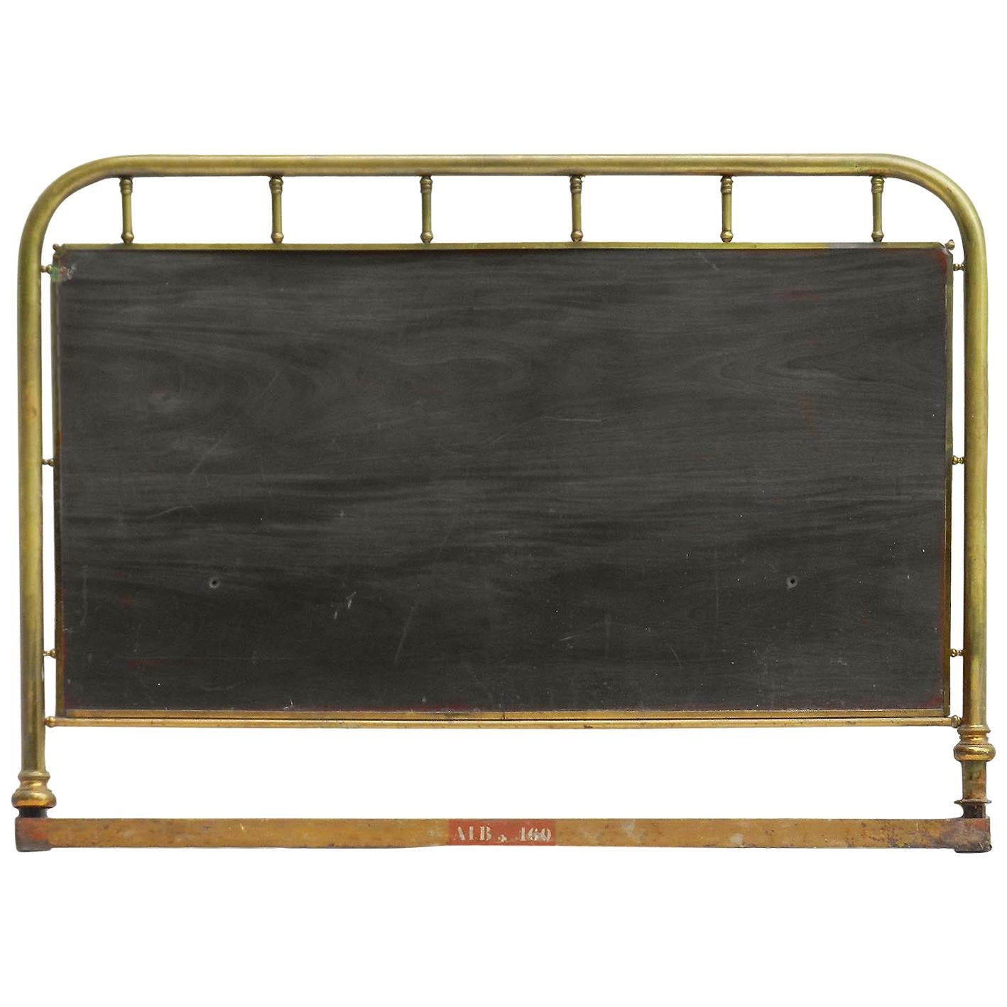 French Bed Headboard Brass Wood US Queen UK King Size, circa 1900