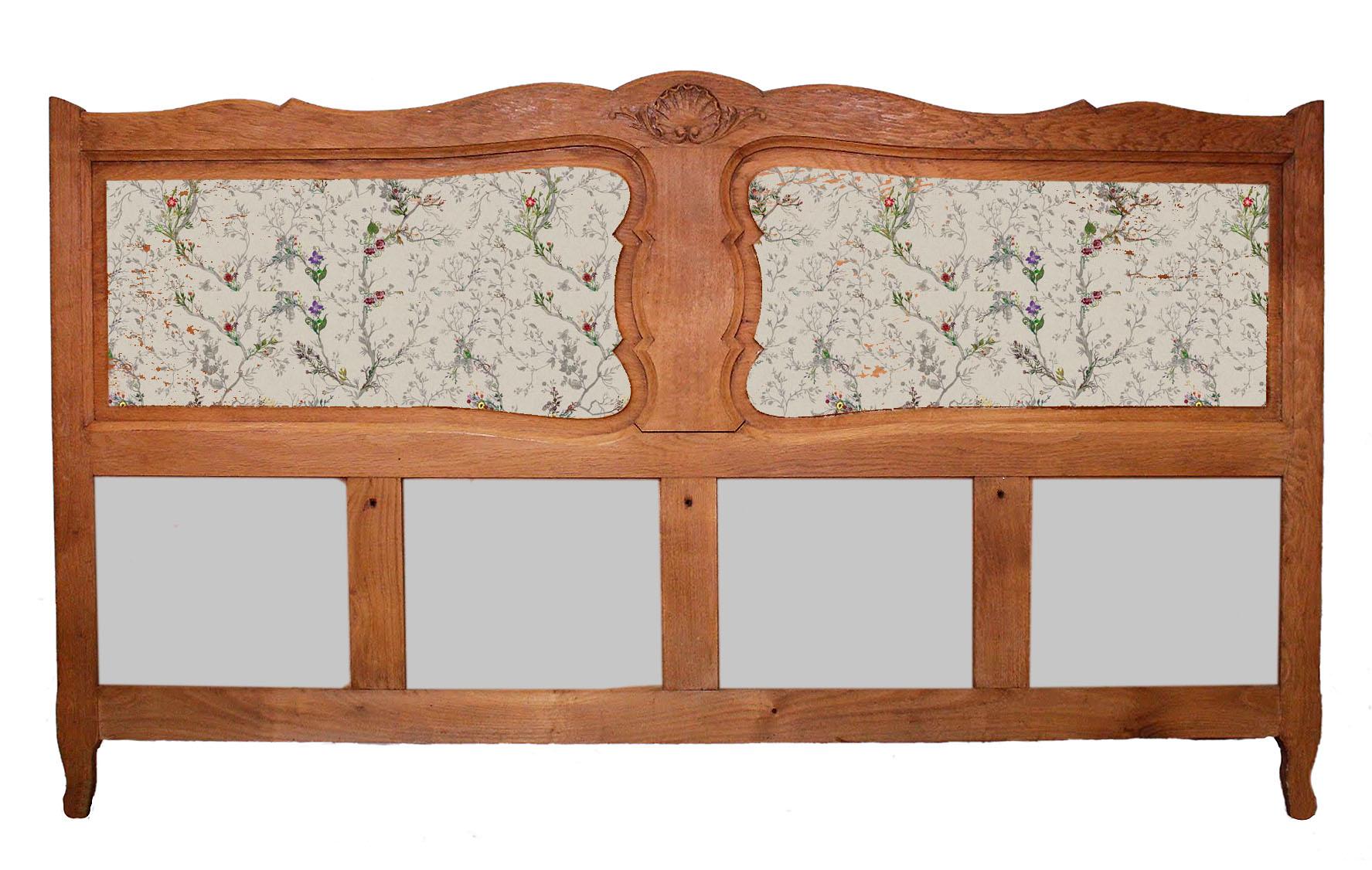 French headboard California king size or Super King Bed Louis early 20th century
Good size 73.6 inches (187cms) wide
Carved oak
Price includes upholstering and recovering to fabric of your choice, excludes cost of fabric, bespoke detailing including