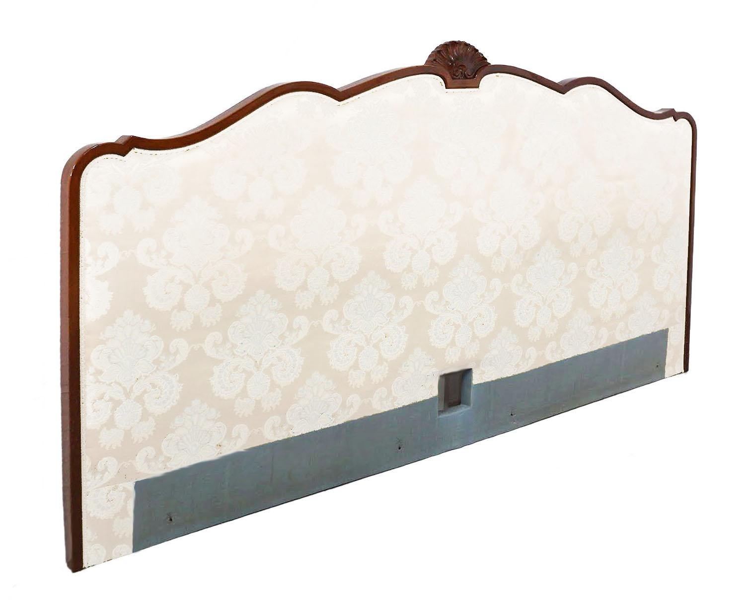 Vintage French headboard upholstered late 20th century Louis 
Price includes recovering to fabric of your choice, excludes cost of fabric, bespoke detailing including stud work, piping etc
Color simulations shown and the present fabric is pale green