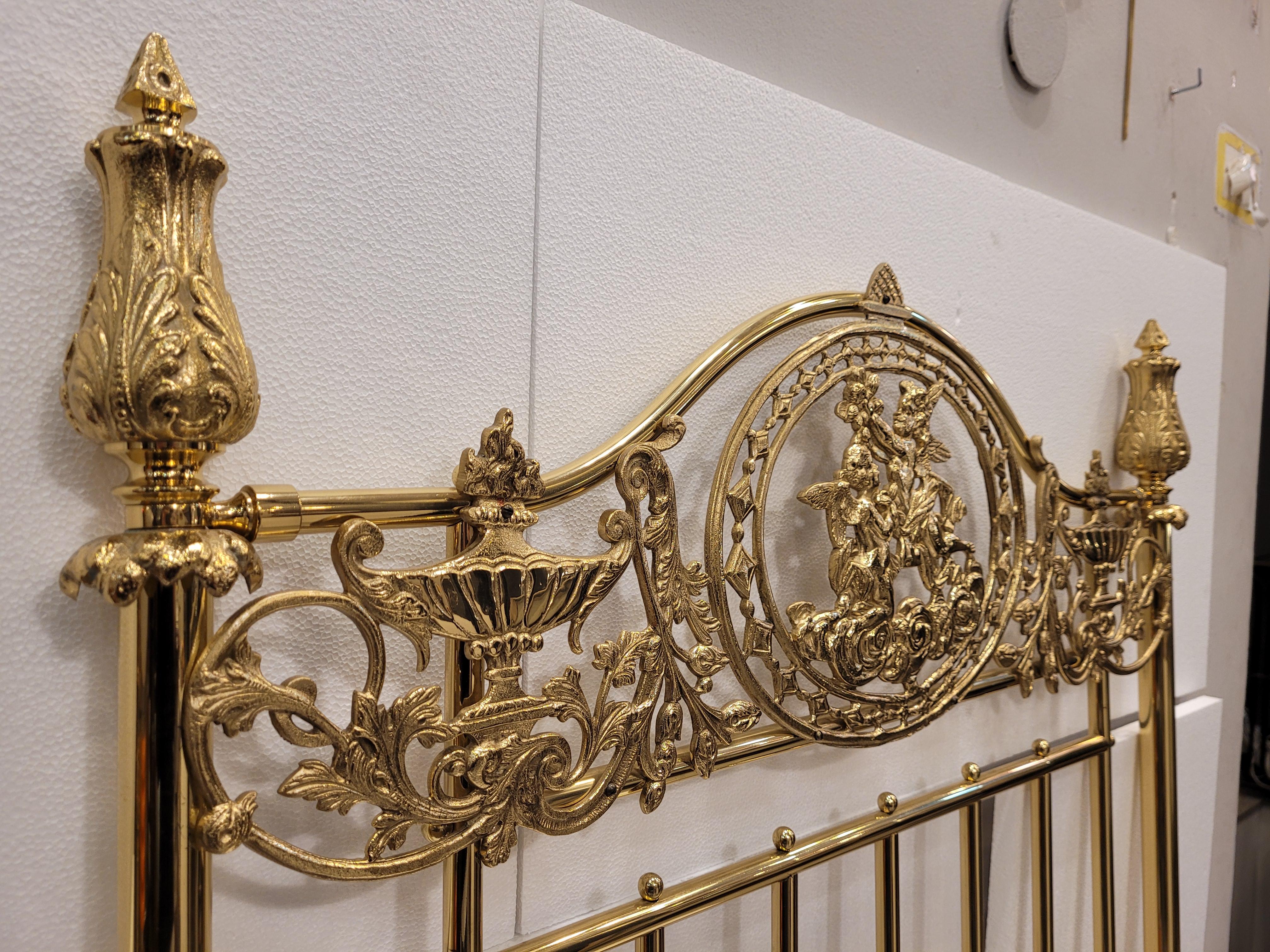 French Bed Headboards in golden bronze Bed Frame  For Sale 3