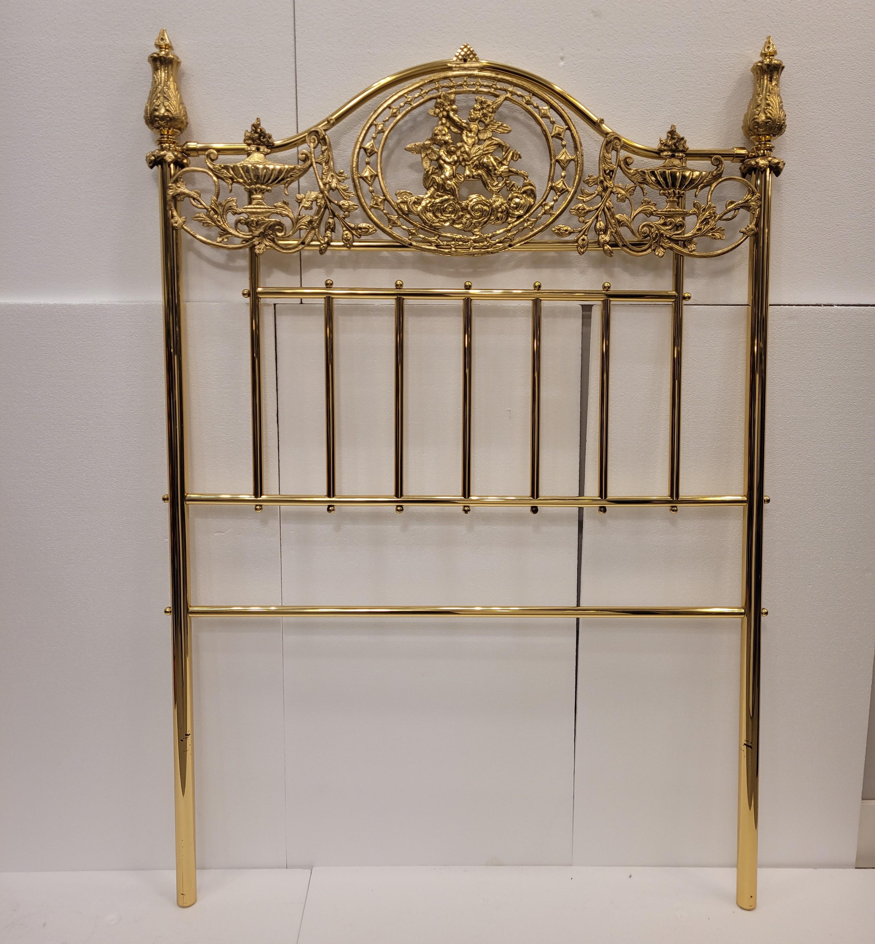 Hand-Crafted French Bed Headboards in golden bronze Bed Frame  For Sale