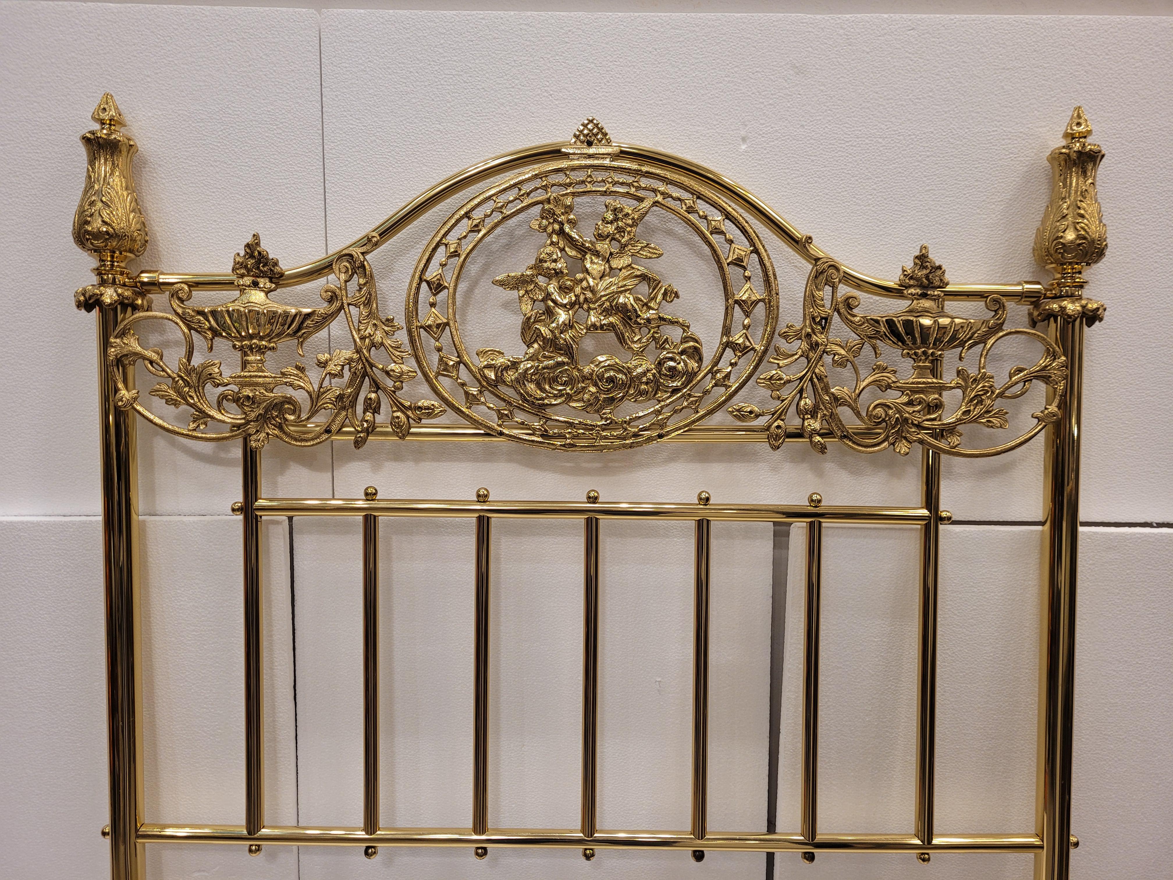 Late 19th Century French Bed Headboards in golden bronze Bed Frame  For Sale