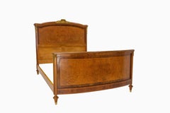 French Bed Queen US King UK Louis XVI St. Carved Walnut and Brass Late 19th C.
