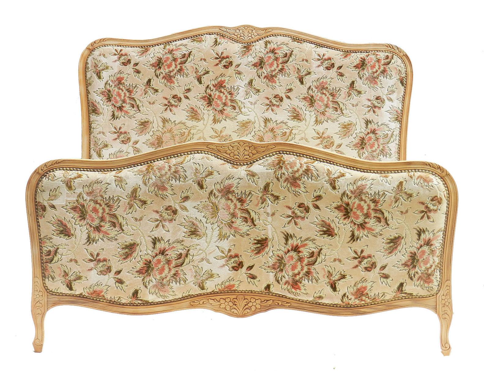 Bleached French Bed US Queen UK King Includes Recovering 20th Century Louis revival
