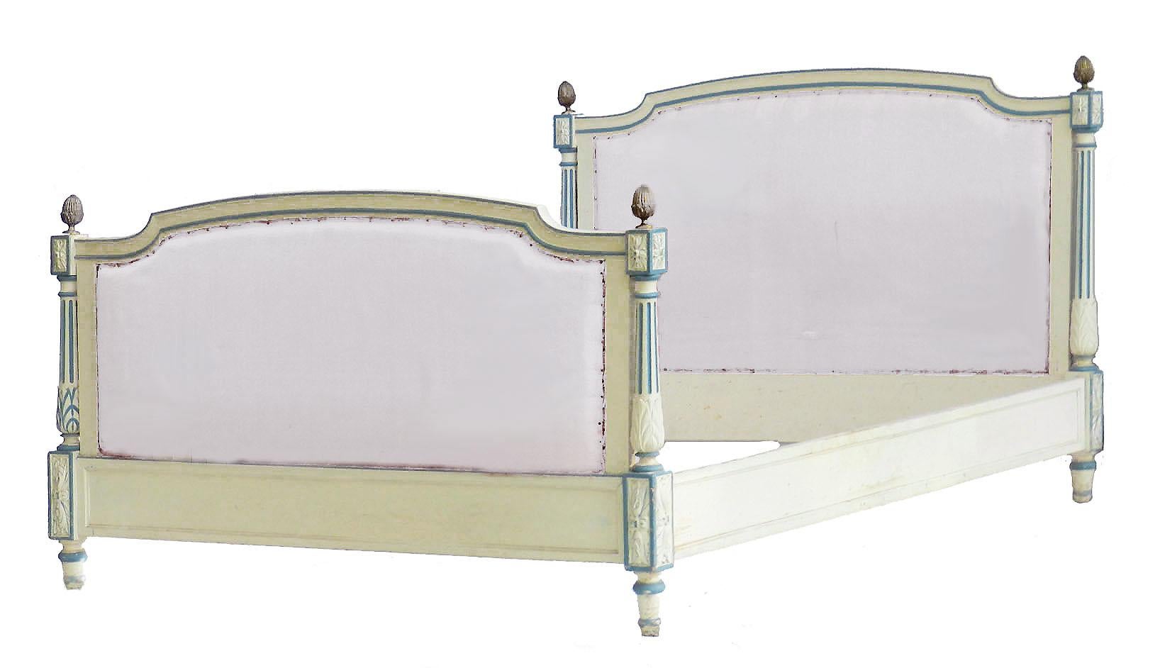 Antique French Bed US Queen UK King size Louis XVI revival recover customize (Louis XVI.)