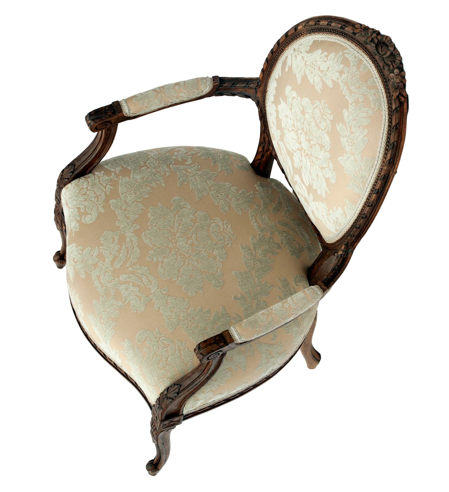 Walnut French Bedroom Chair For Sale