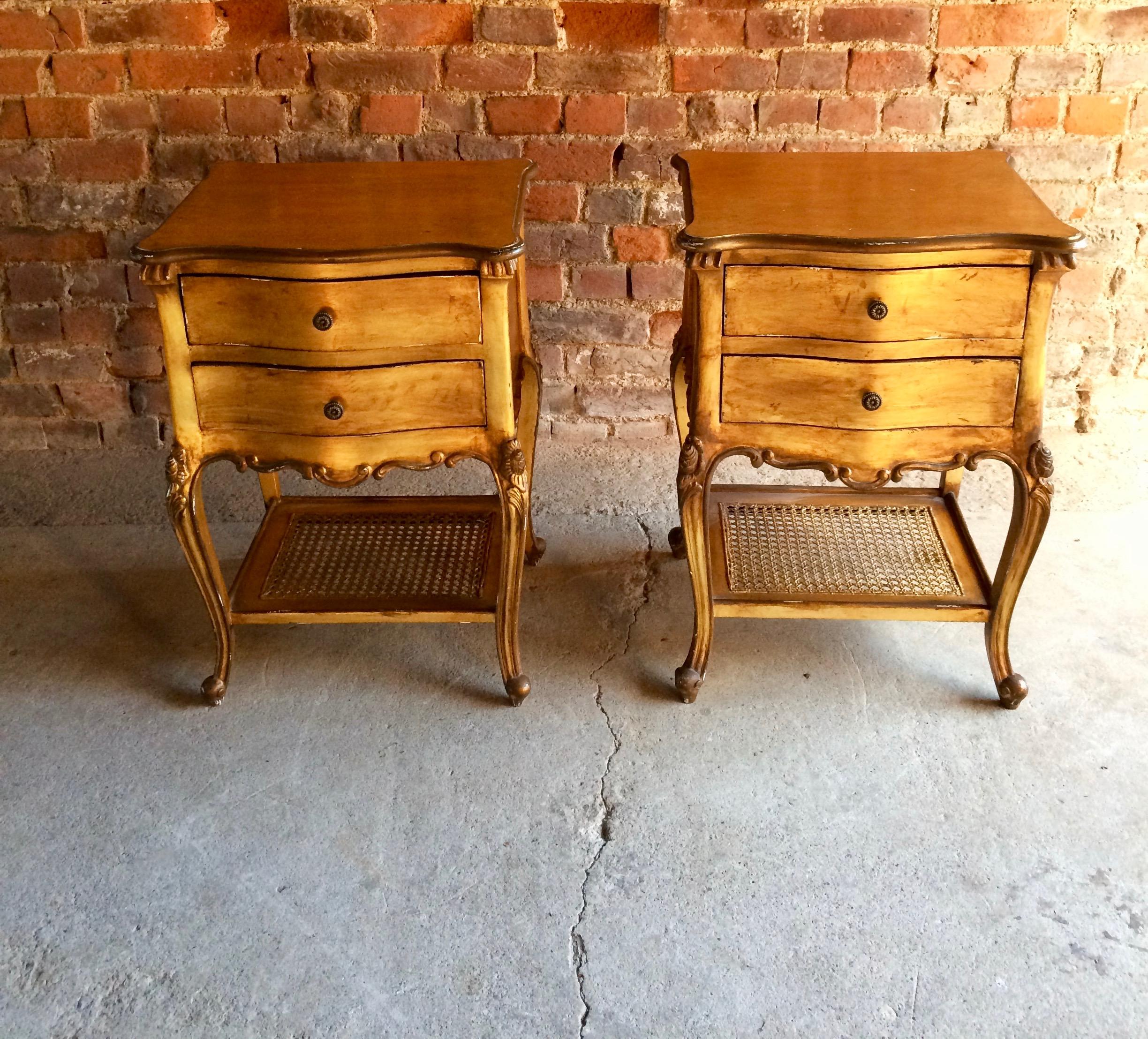 French Bedside Cabinets Nightstands Gilded Tables, 20th Century 4