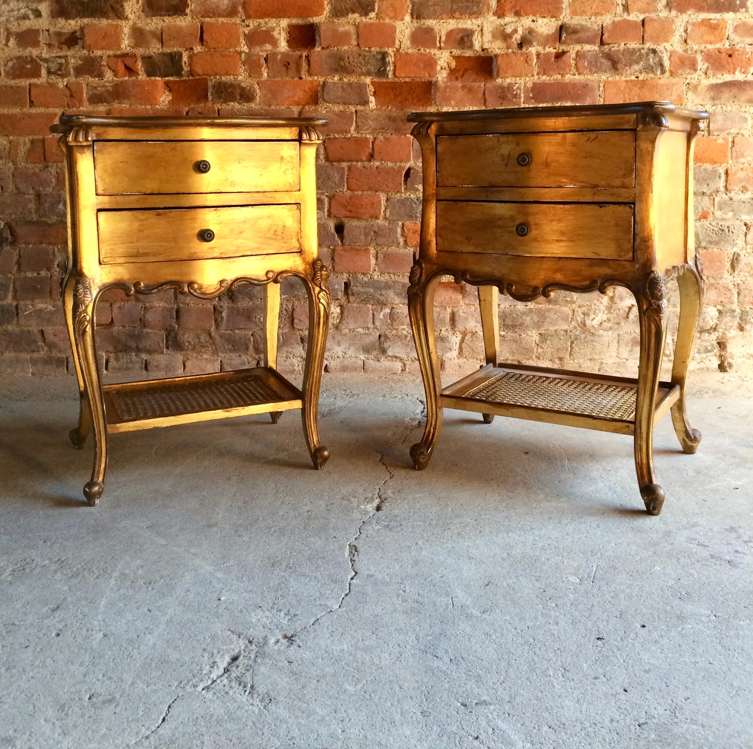French Bedside Cabinets Nightstands Gilded Tables, 20th Century 5