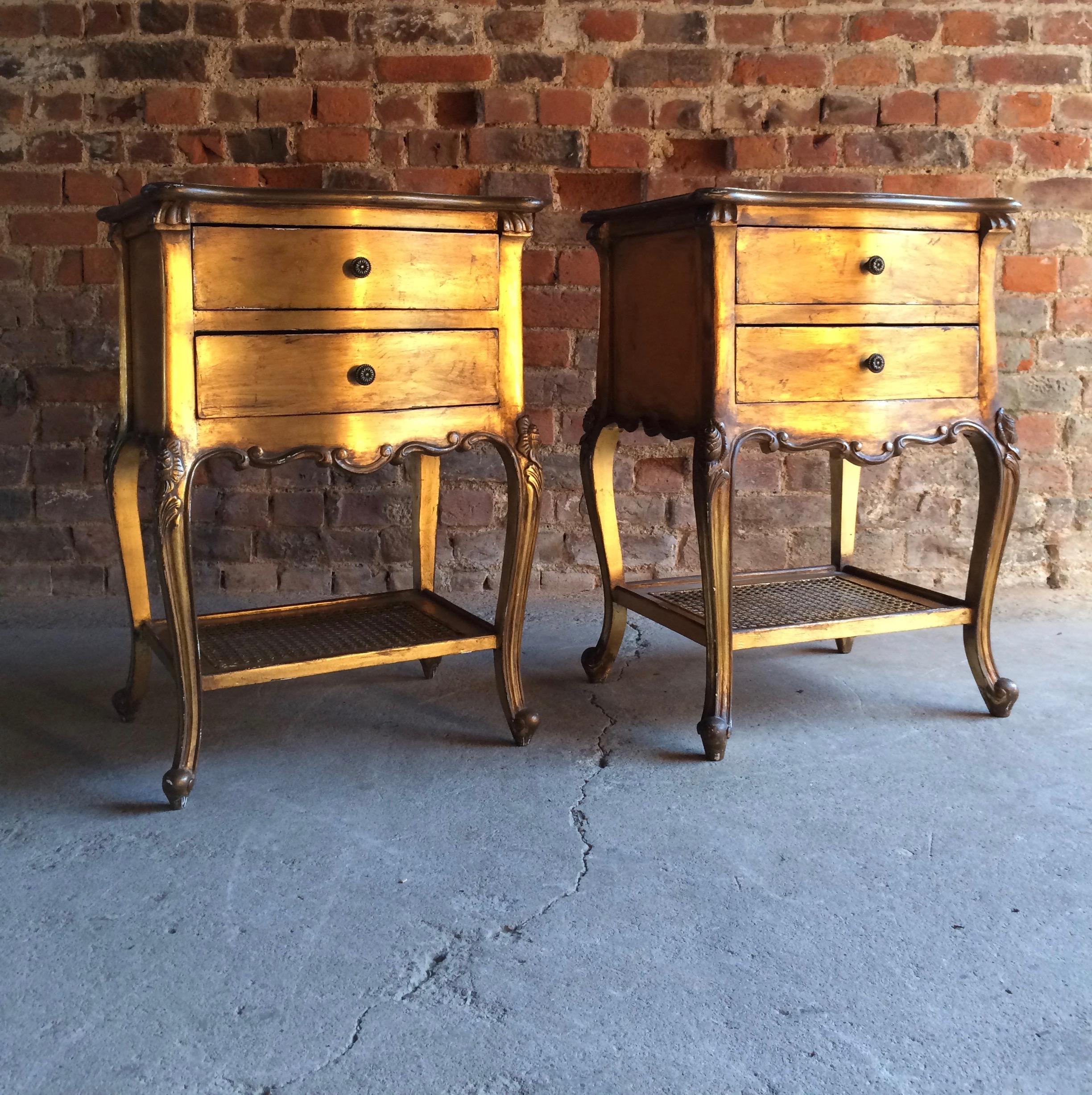 French Bedside Cabinets Nightstands Gilded Tables, 20th Century 6