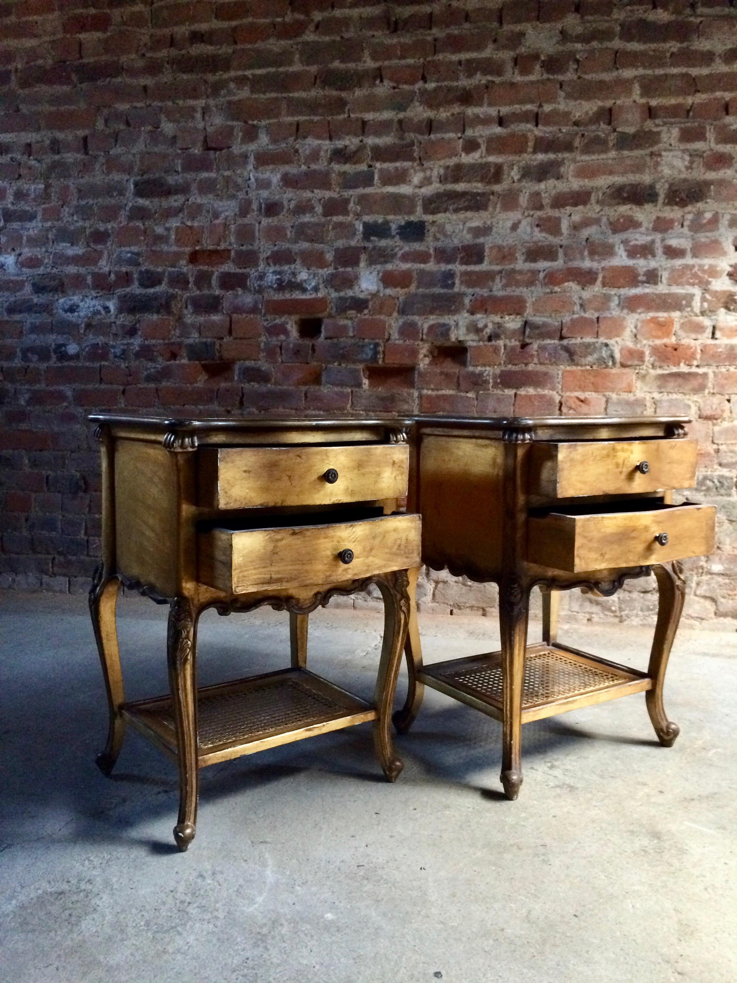 Mid-20th Century French Bedside Cabinets Nightstands Gilded Tables, 20th Century