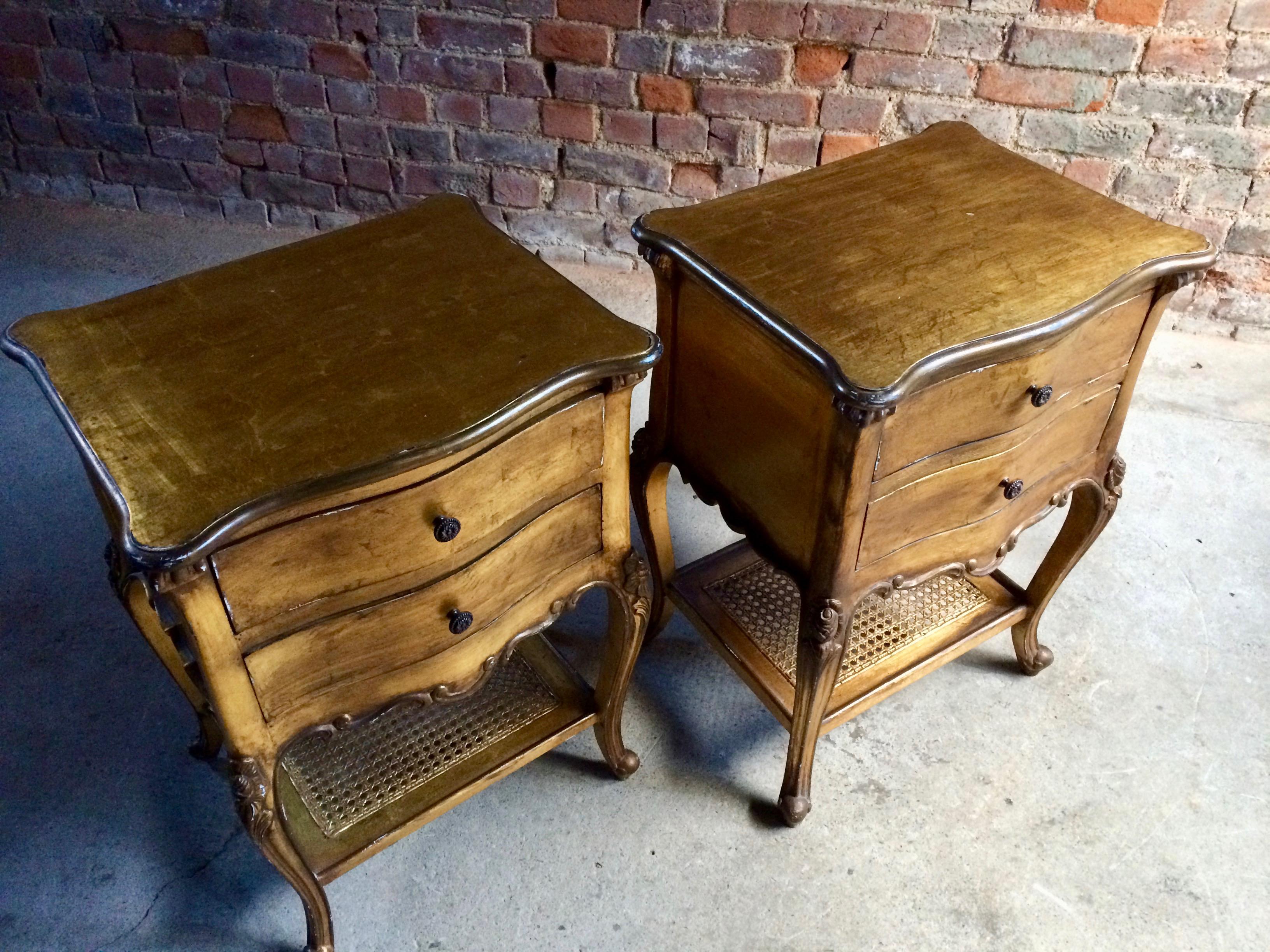 Giltwood French Bedside Cabinets Nightstands Gilded Tables, 20th Century