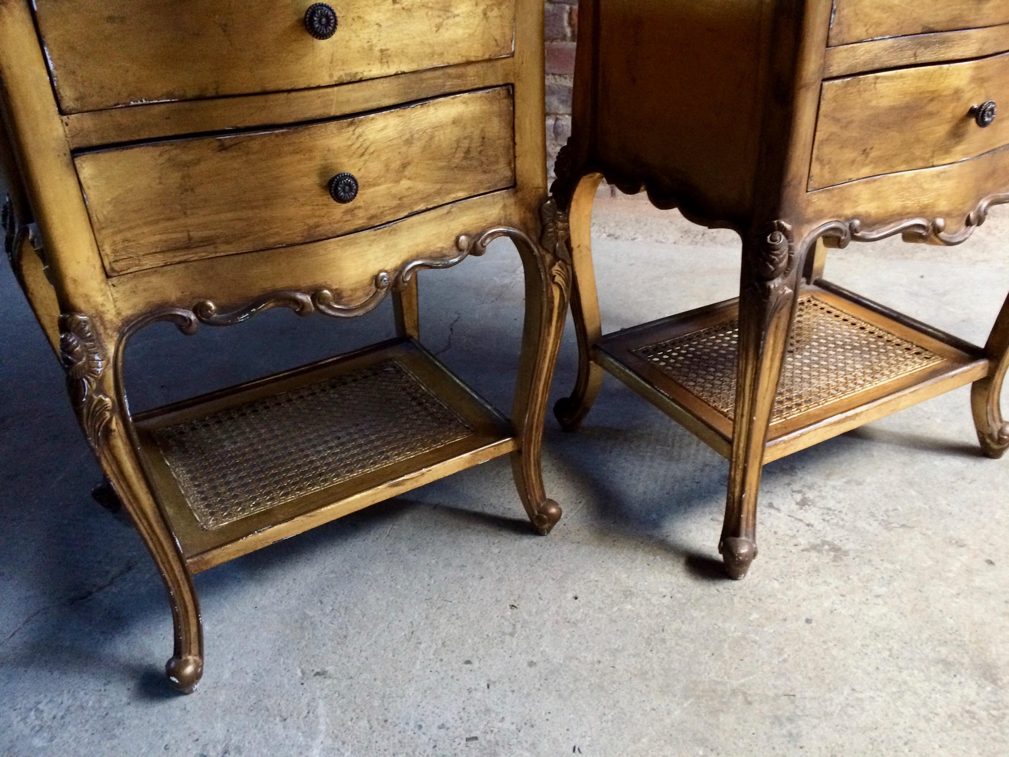 French Bedside Cabinets Nightstands Gilded Tables, 20th Century 1