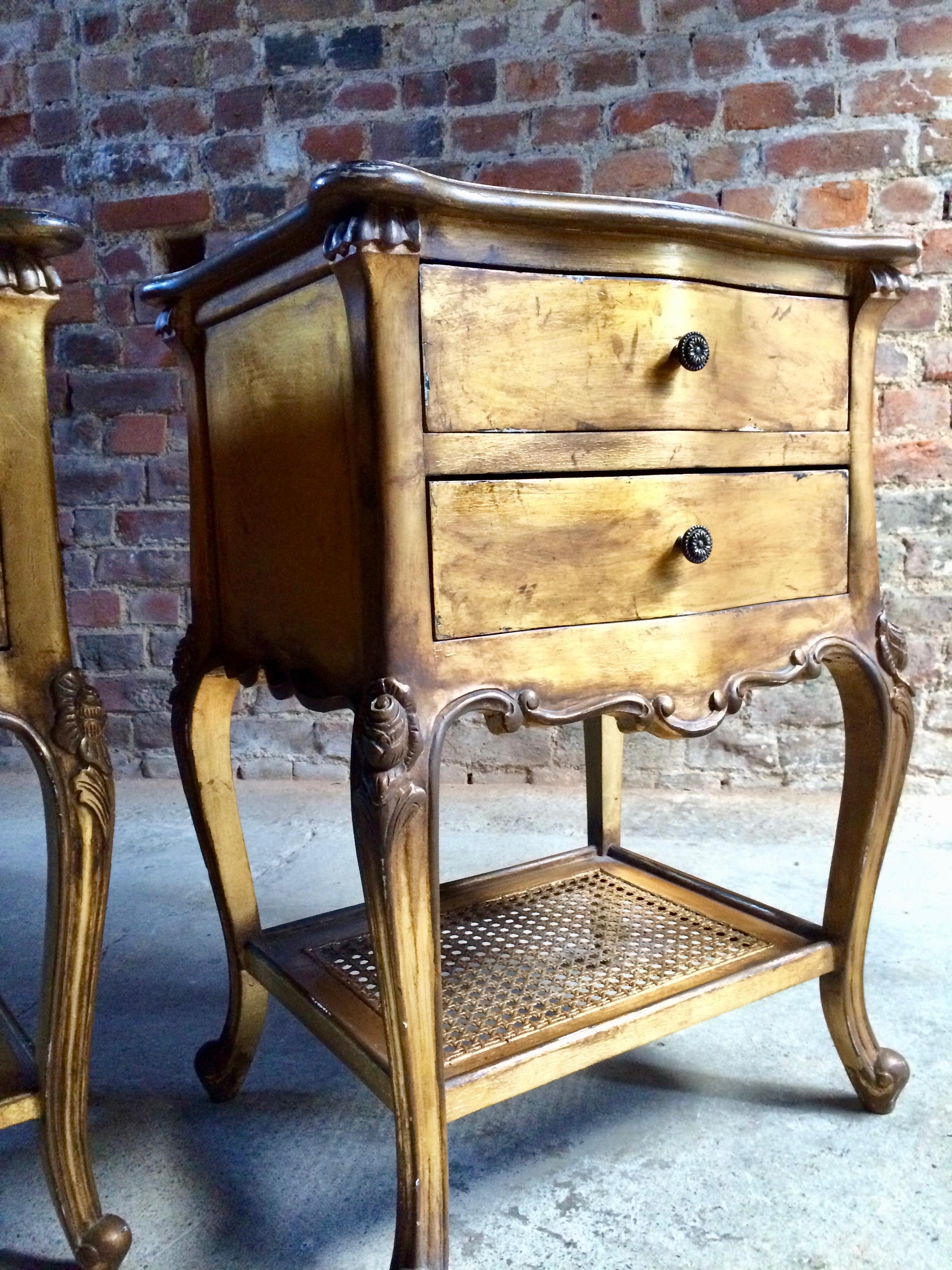 French Bedside Cabinets Nightstands Gilded Tables, 20th Century 3