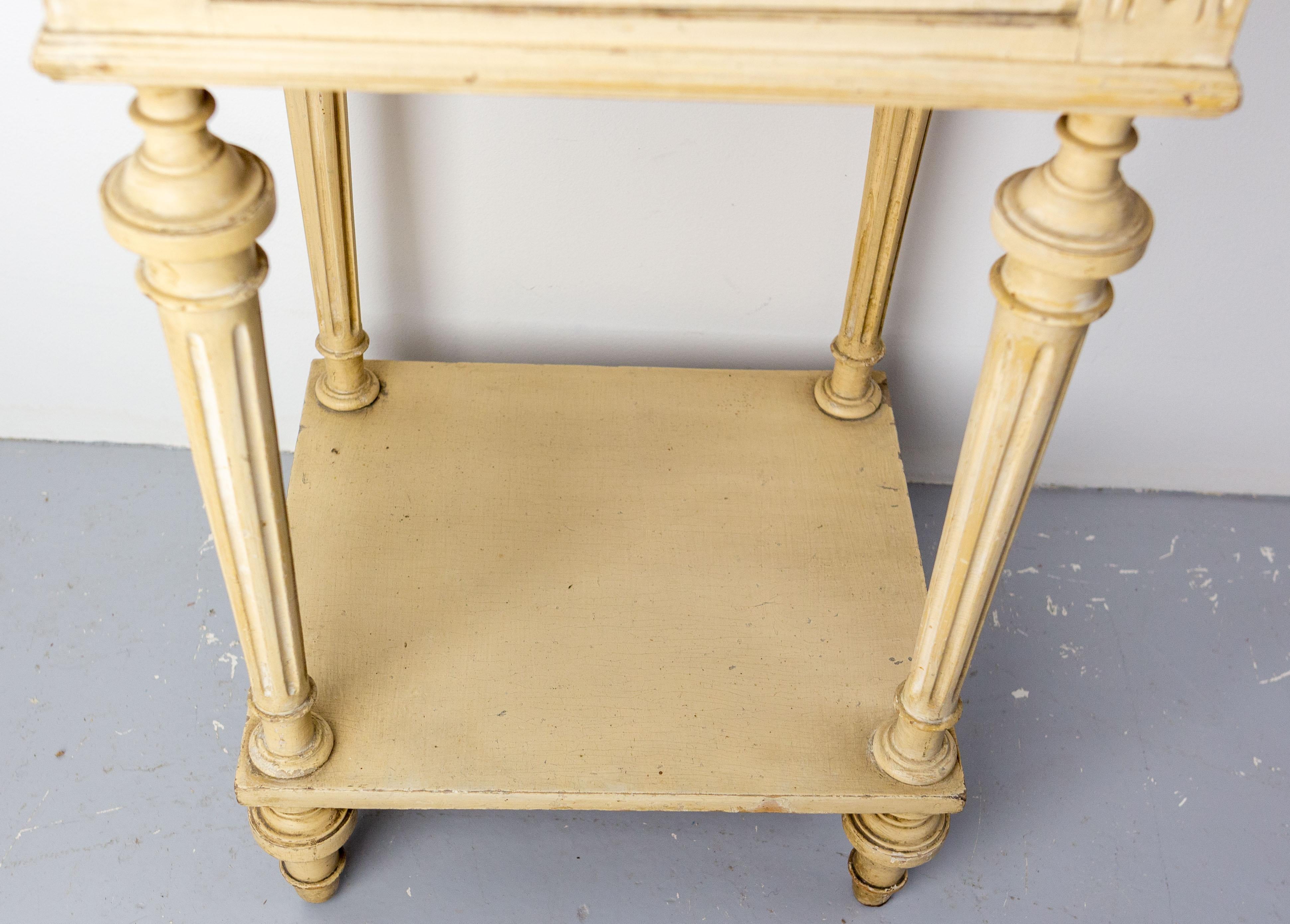 French Bedside Table Patinated Wood, Marble Top & Cane Door Louis XVI St, c 1900 For Sale 8
