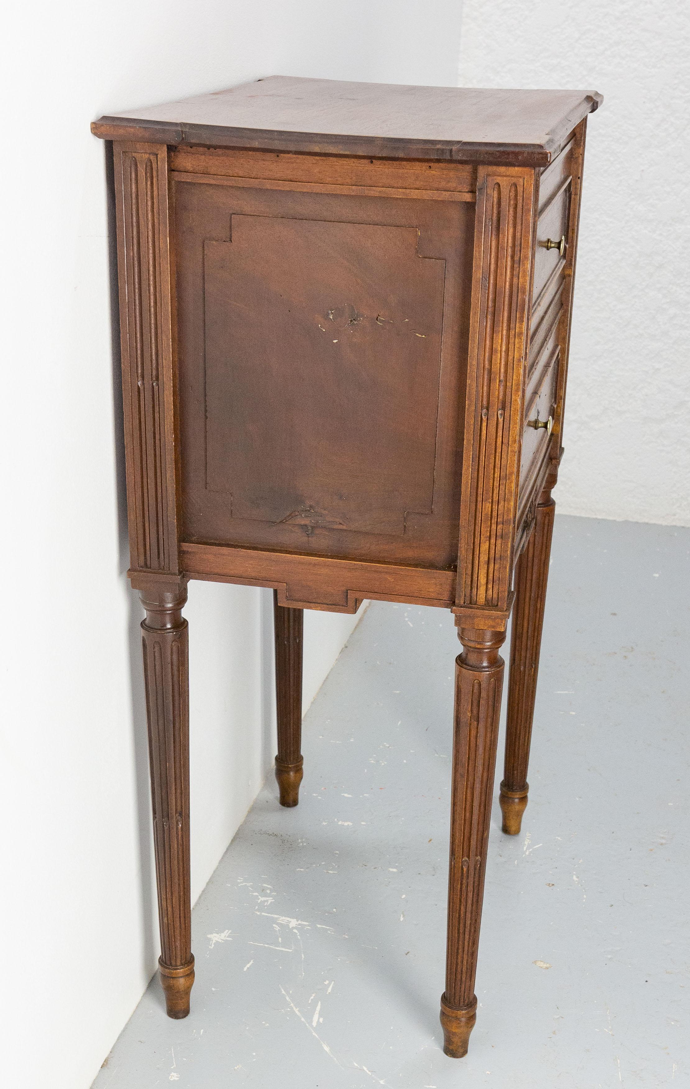 20th Century French Bedside Table Walnut Nightstand Louis XVI St, circa 1900