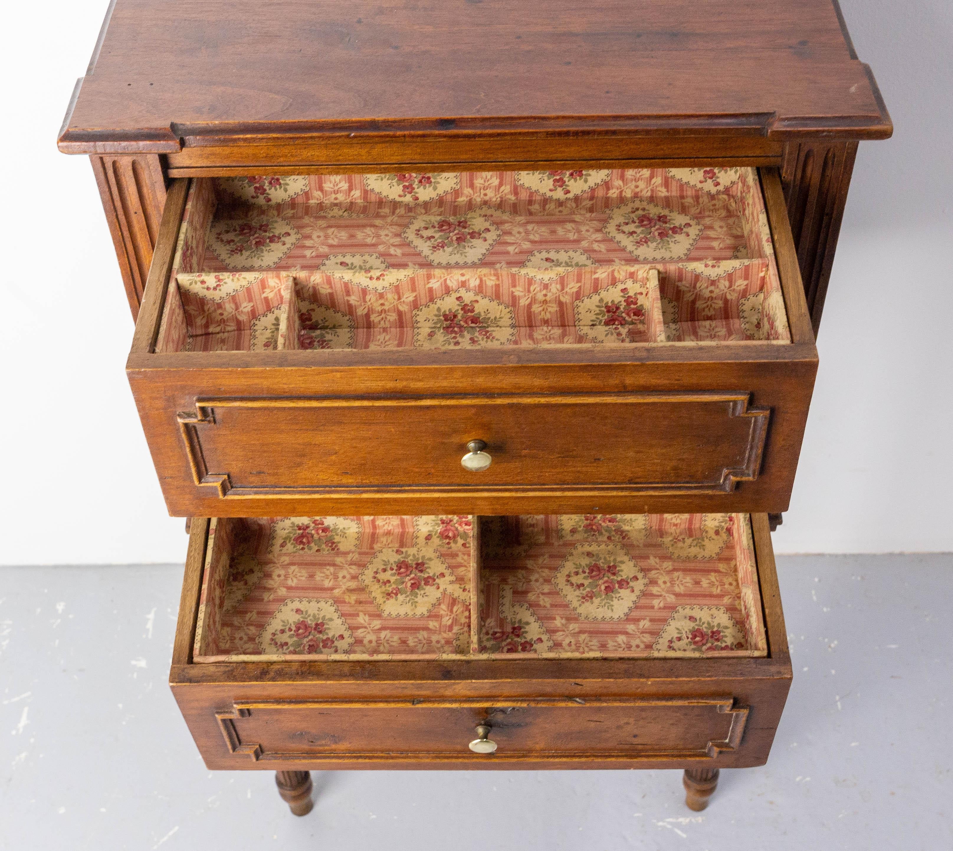 French Bedside Table Walnut Nightstand Louis XVI St, circa 1900 For Sale 2