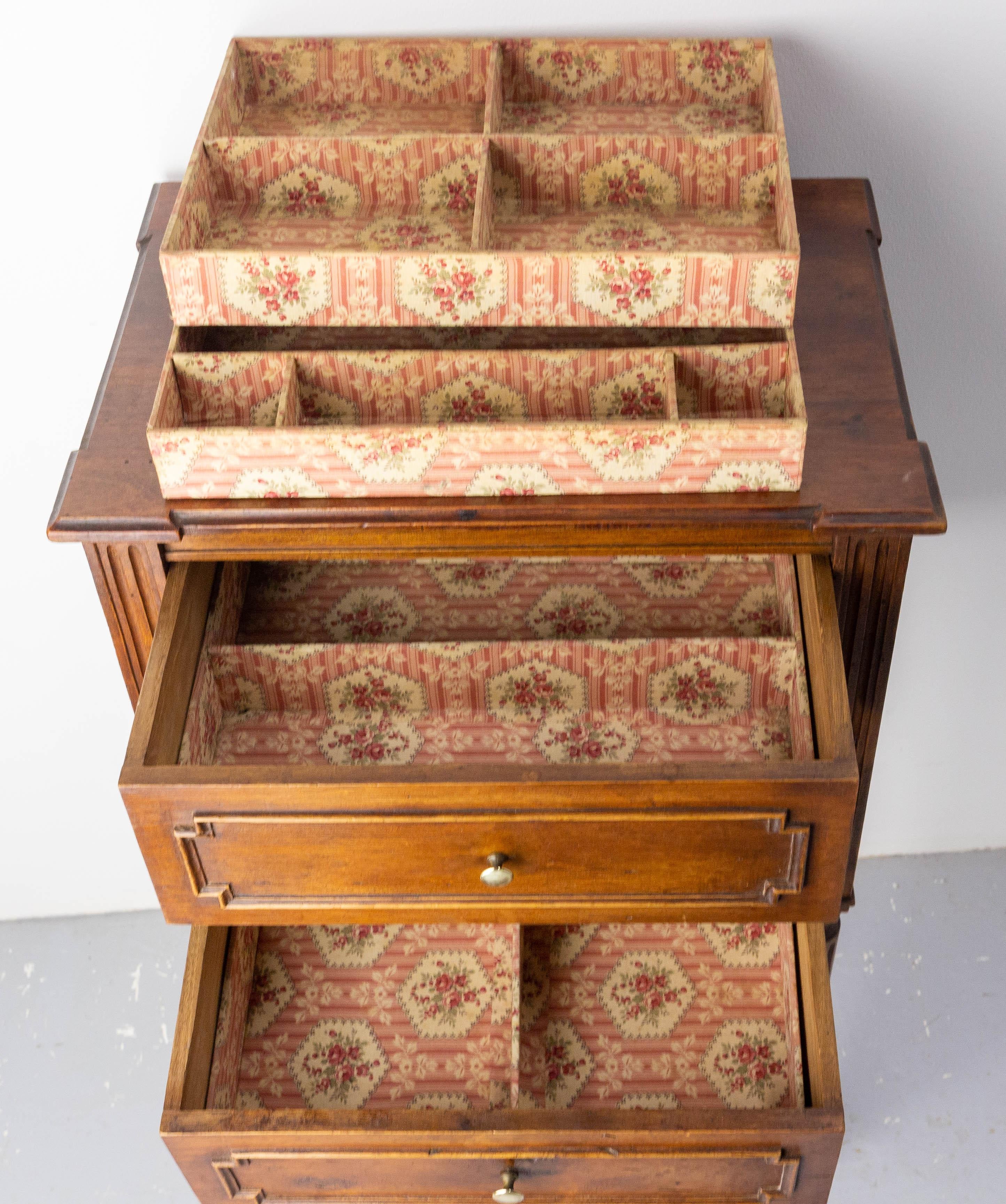 French Bedside Table Walnut Nightstand Louis XVI St, circa 1900 3