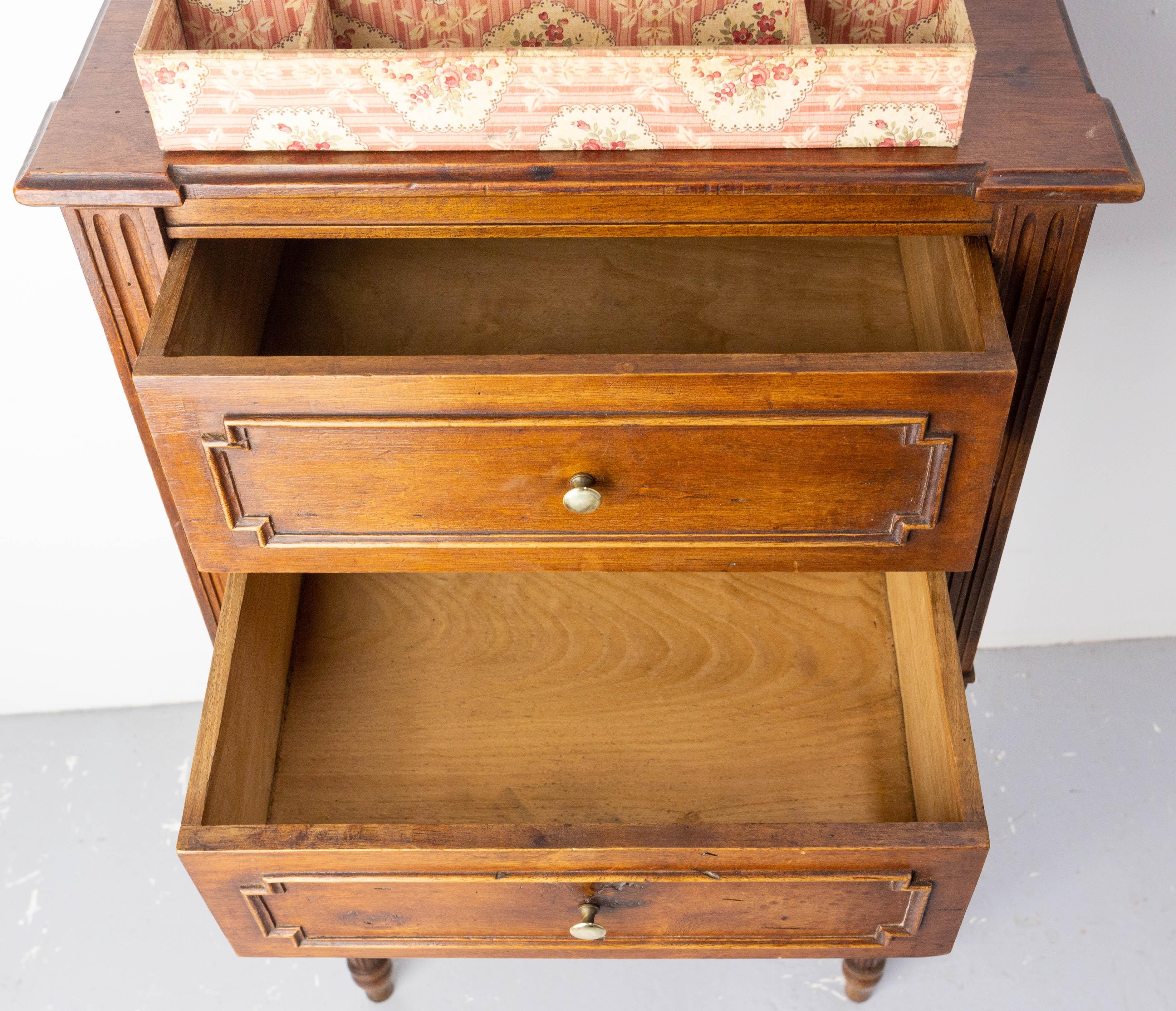 French Bedside Table Walnut Nightstand Louis XVI St, circa 1900 For Sale 4