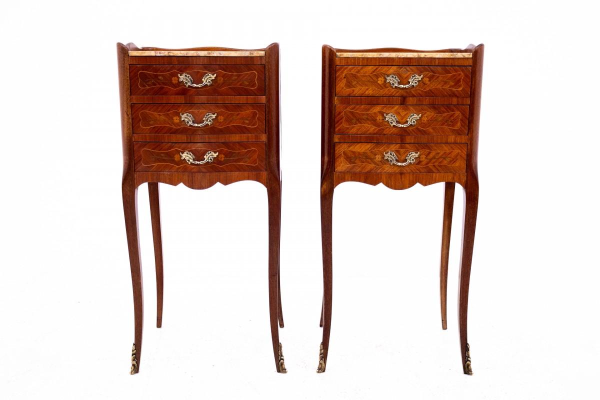 French bedside tables, circa 1920. In Good Condition In Chorzów, PL
