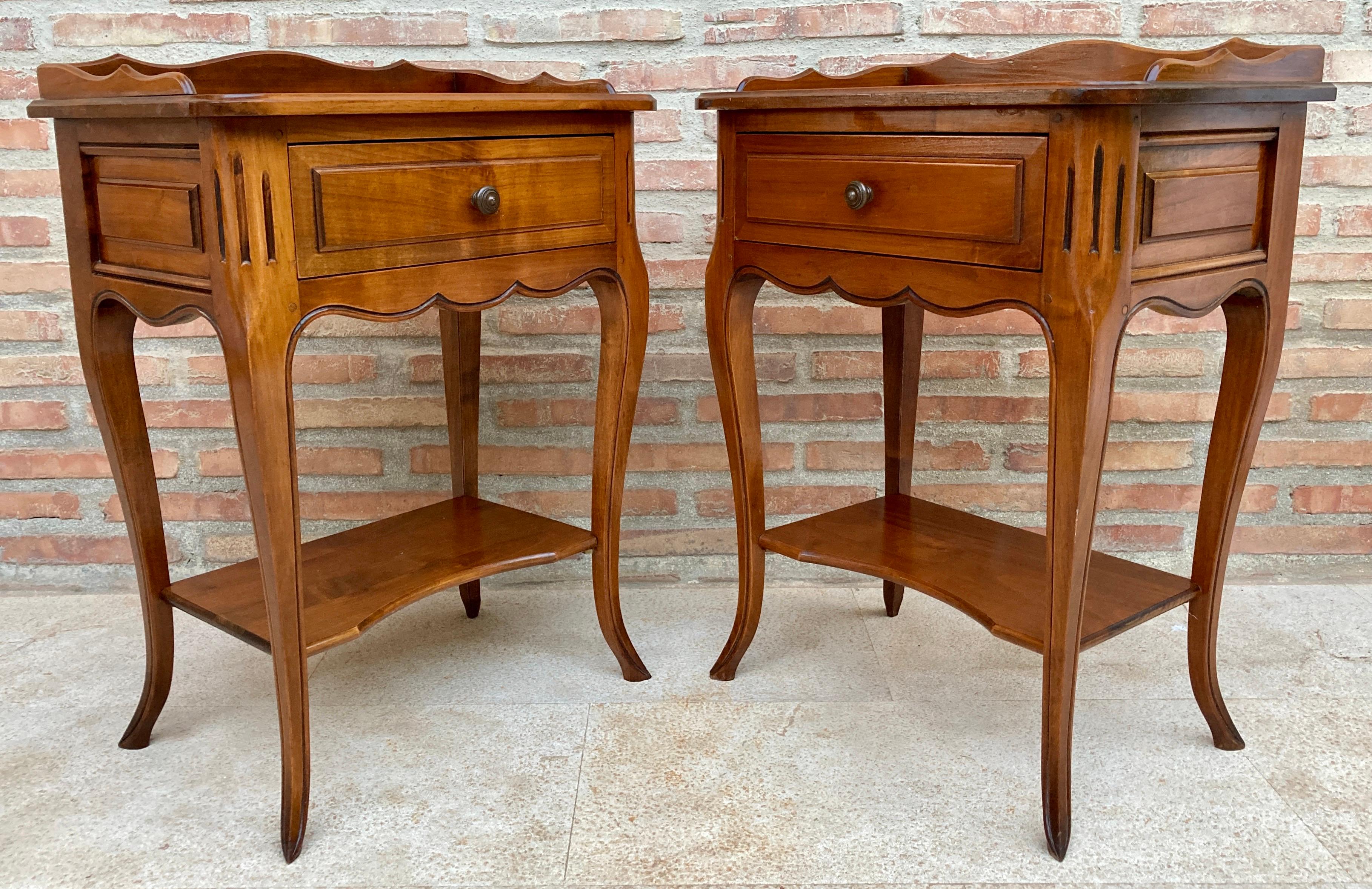 French Provincial French Bedside Tables with a Drawer, 1900s, Set of 2 For Sale