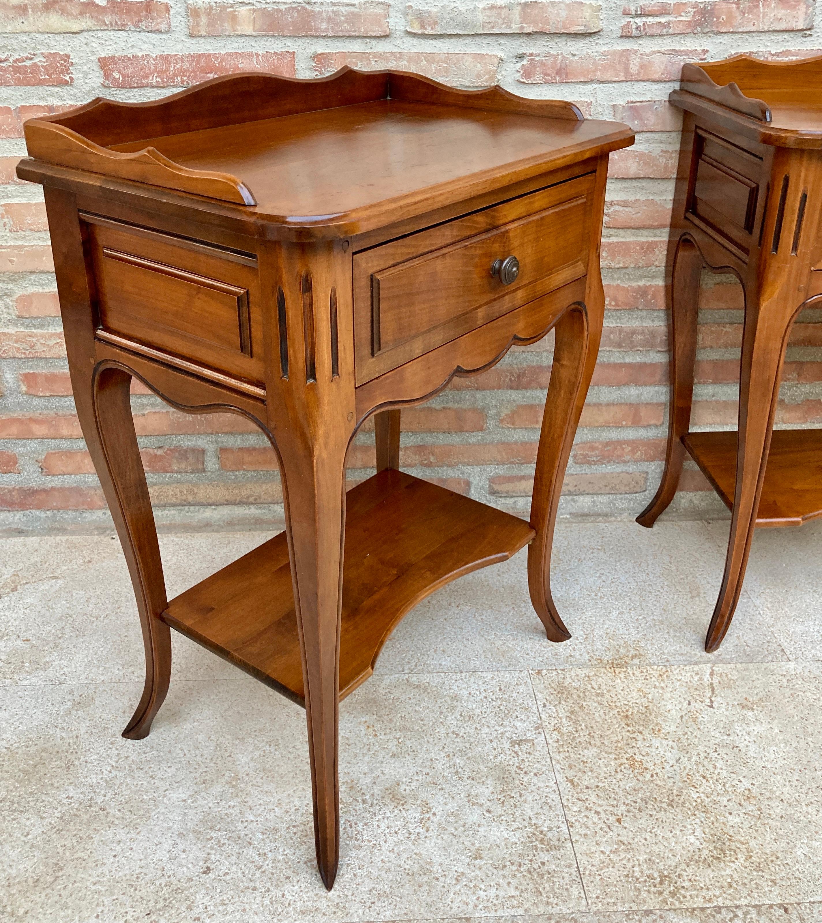 French Bedside Tables with a Drawer, 1900s, Set of 2 For Sale 1