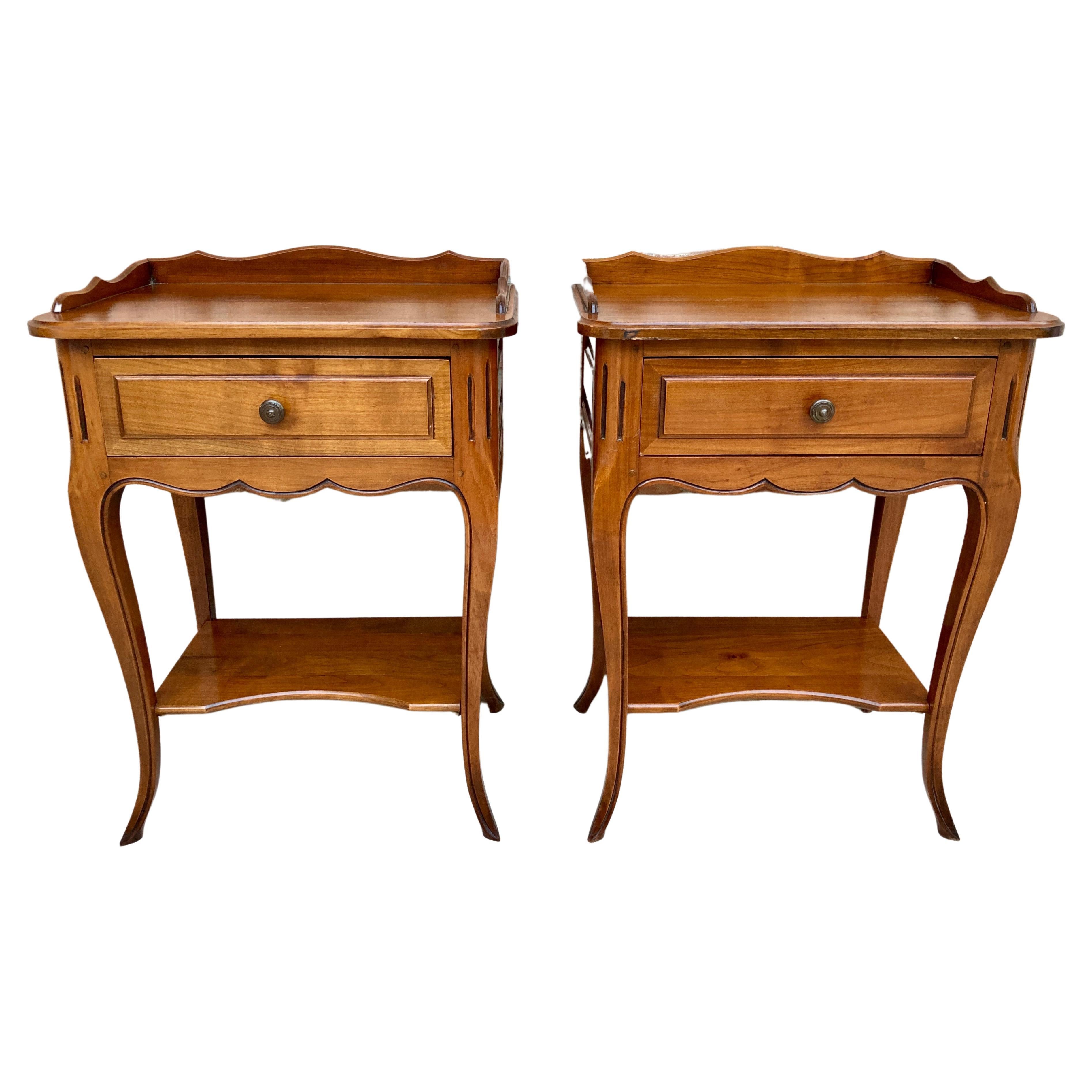 French Bedside Tables with a Drawer, 1900s, Set of 2 For Sale