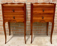 French Bedside Tables with Cabriole Legs, 1950s, Set of 2