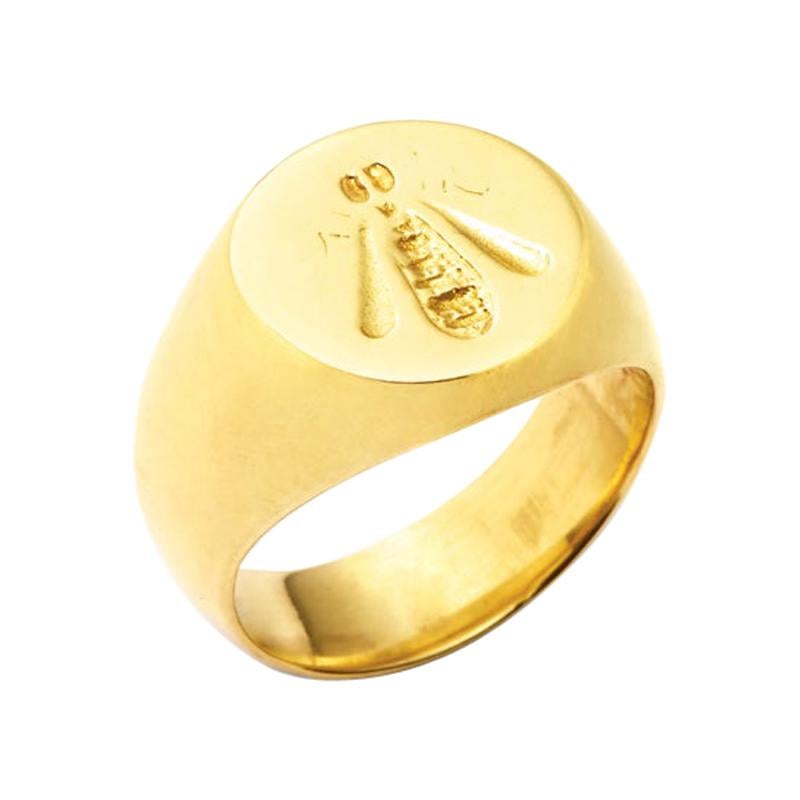 Susan Lister Locke The French Bee Signet Ring in 18 Karat Gold For Sale