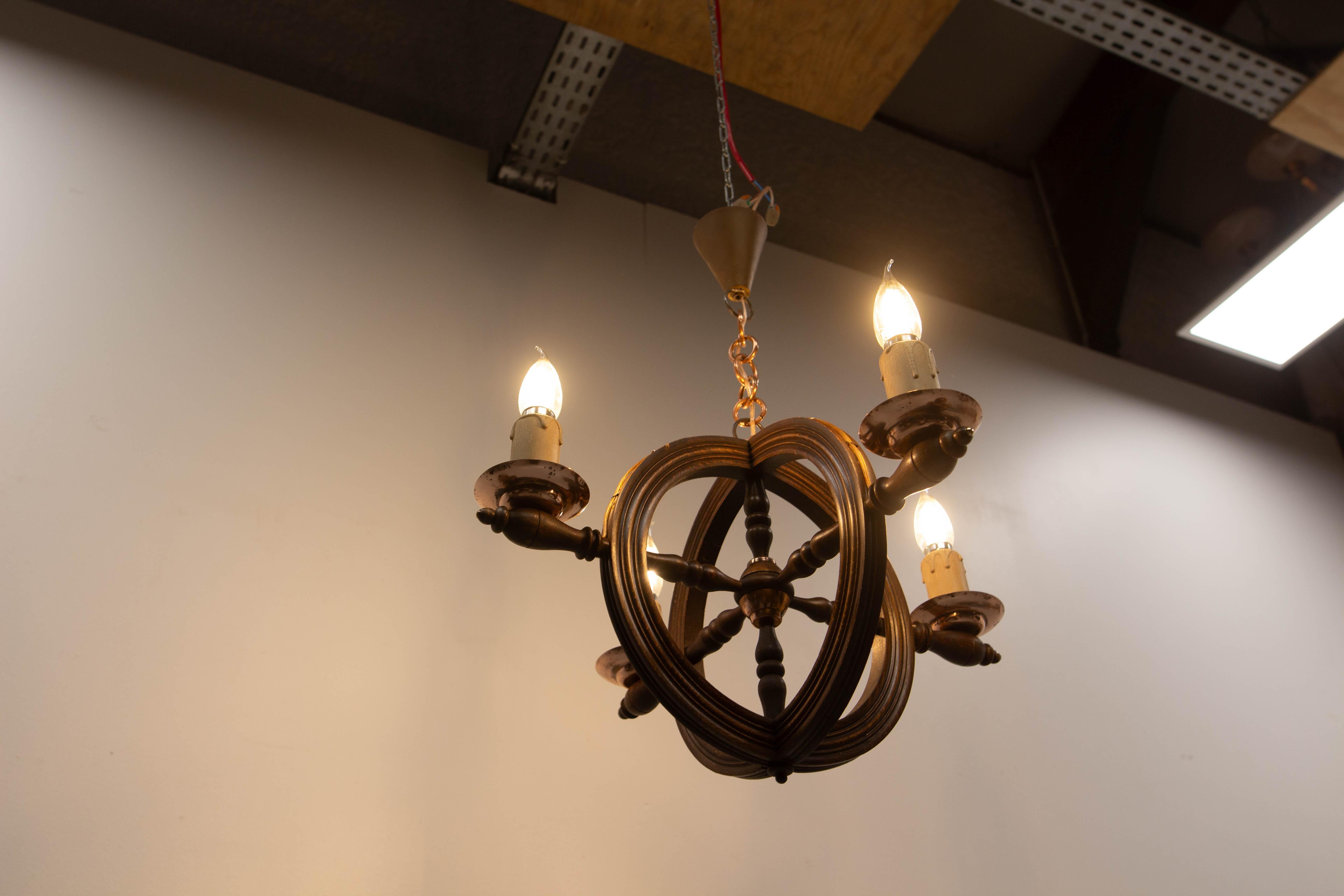 Faggio Lampadario a soffitto francese in Beeche e Cooper, circa 1940 in vendita
