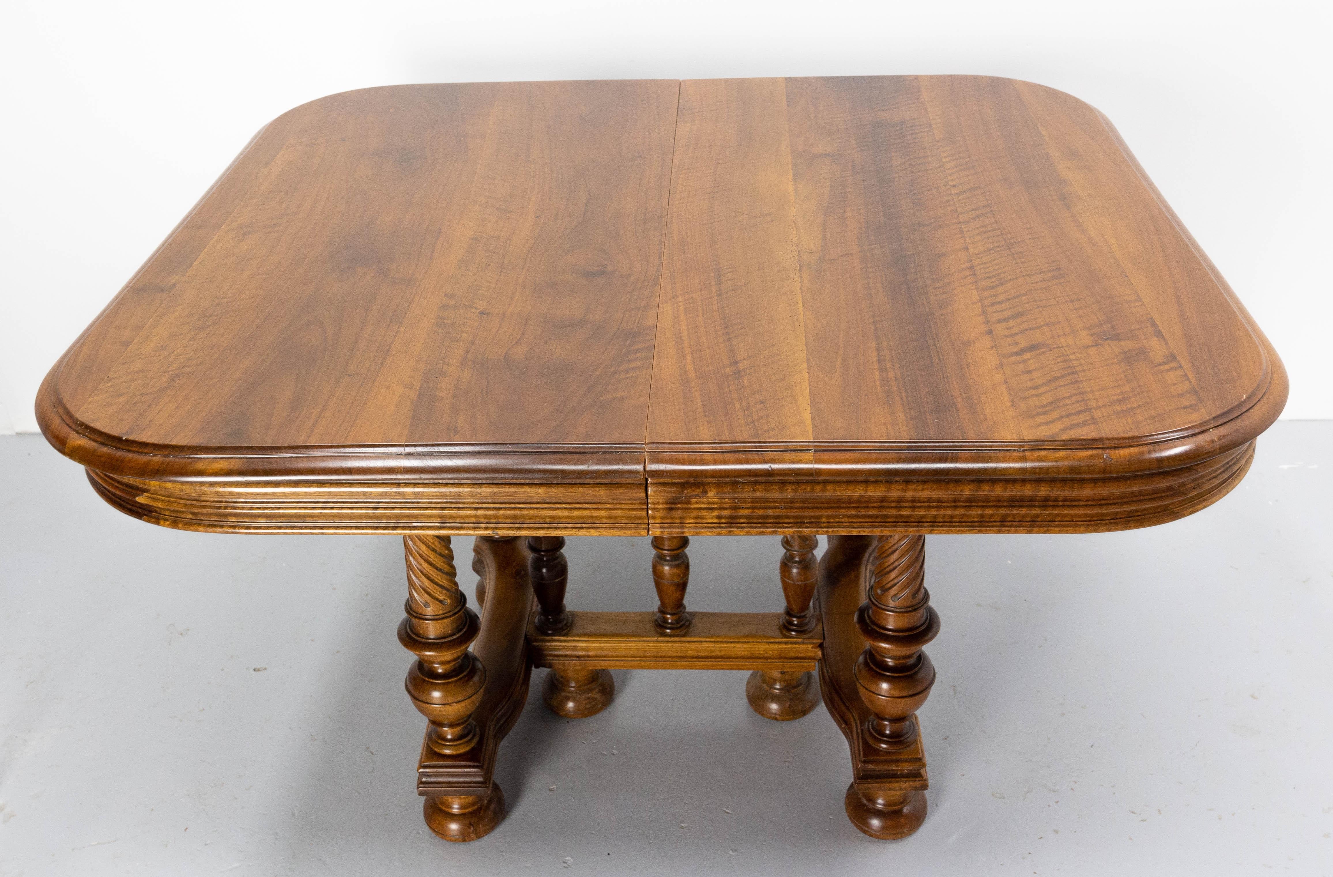 Walnut French Beech Dining Extended Table Louis XIII Style, Late 19th Century For Sale