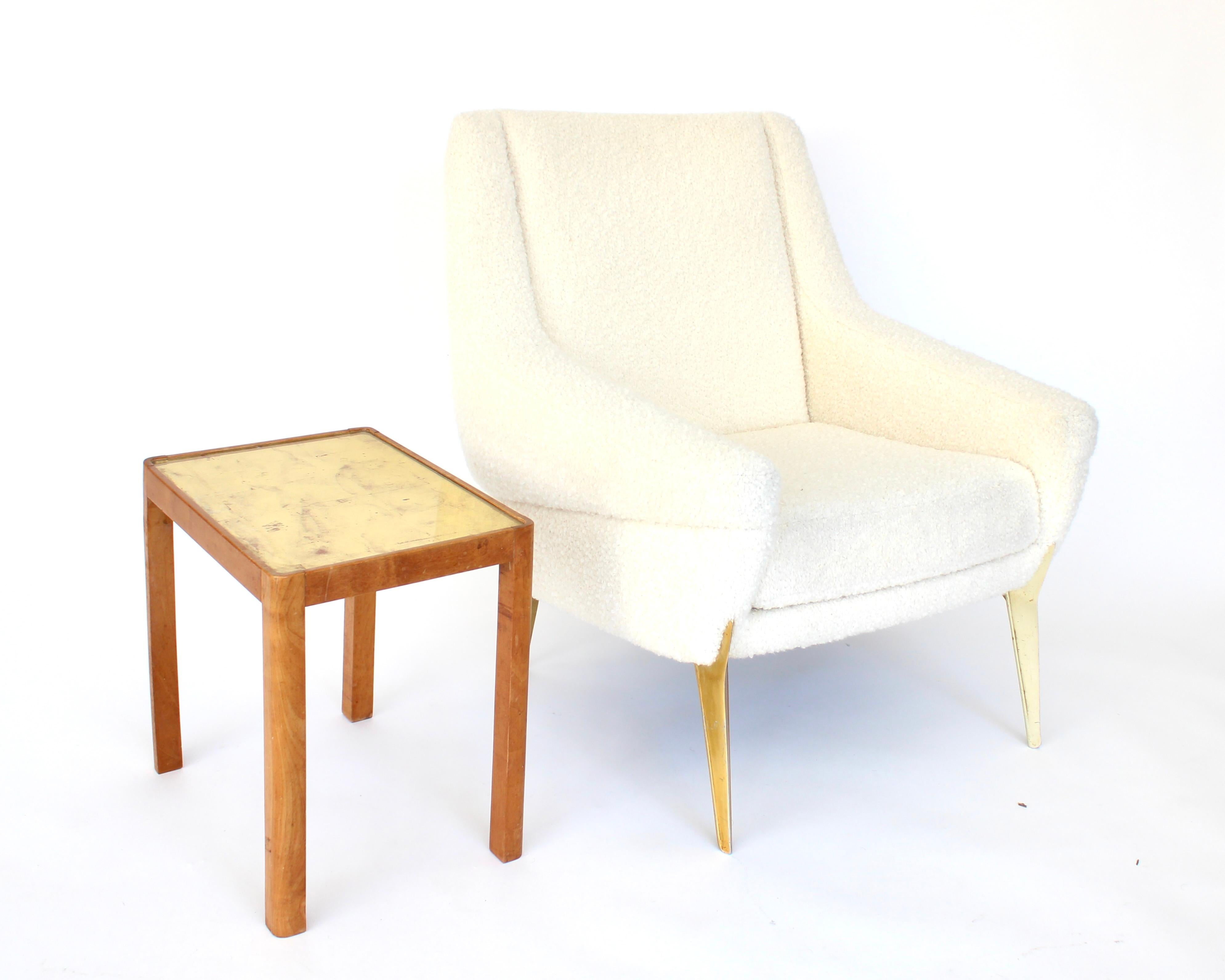 Tables d'appoint françaises en bois de hêtre et verre à feuilles d'or inversées Frank Dunand, France, vers 1940 en vente 12