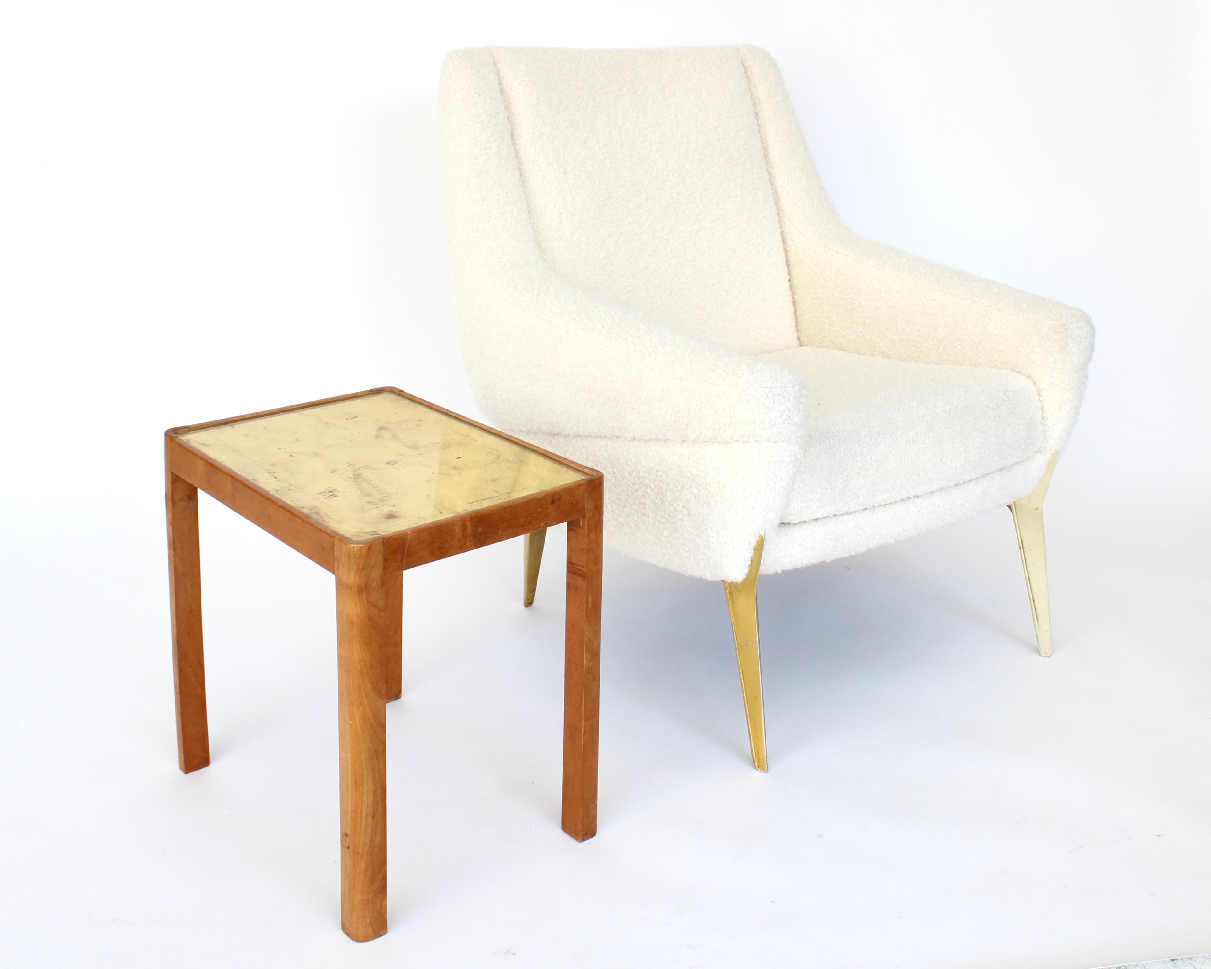 Tables d'appoint françaises en bois de hêtre et verre à feuilles d'or inversées Frank Dunand, France, vers 1940 en vente 13