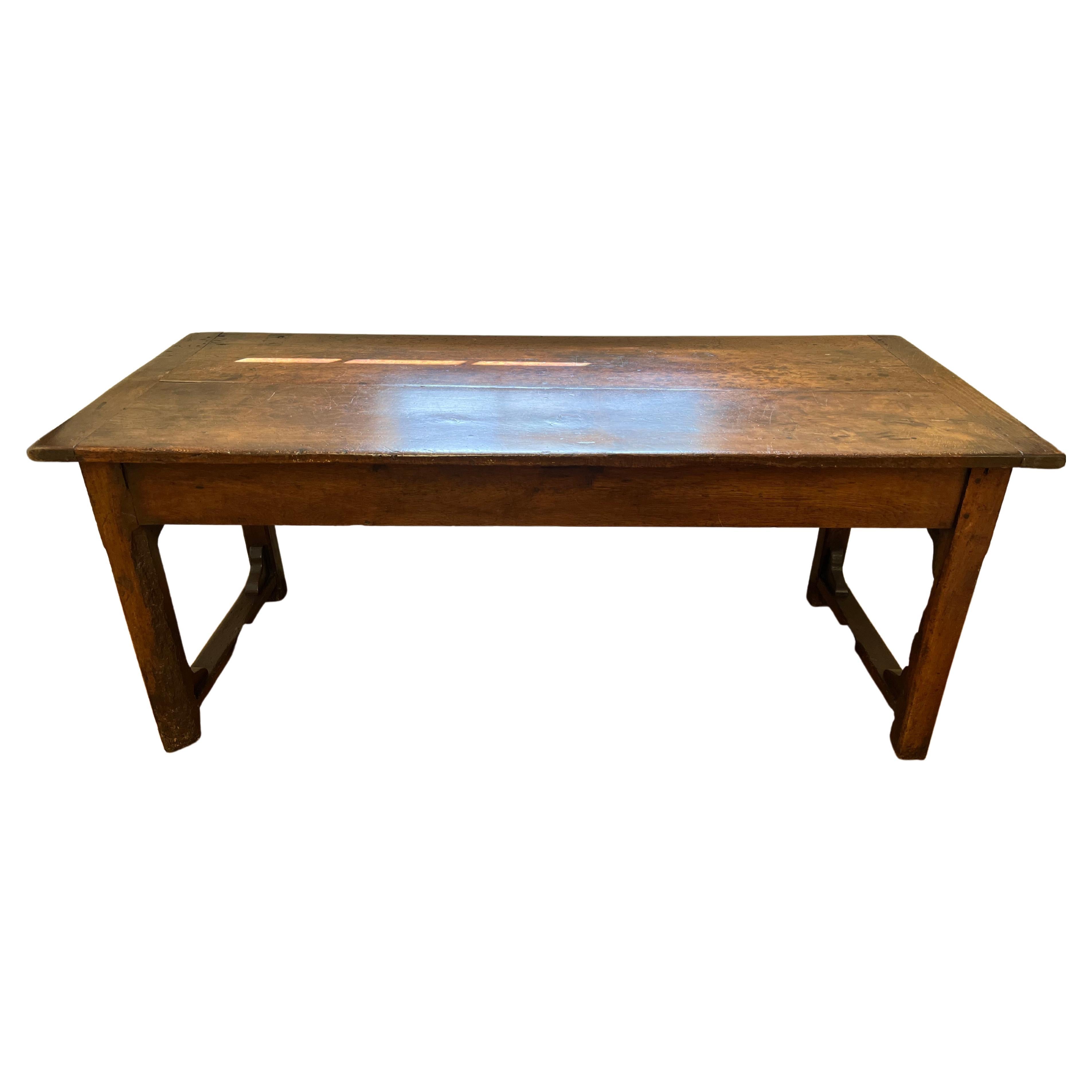 French Beech Wood Serving Table with 2 End Drawers
