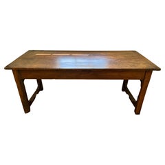 French Beech Wood Serving Table with 2 End Drawers