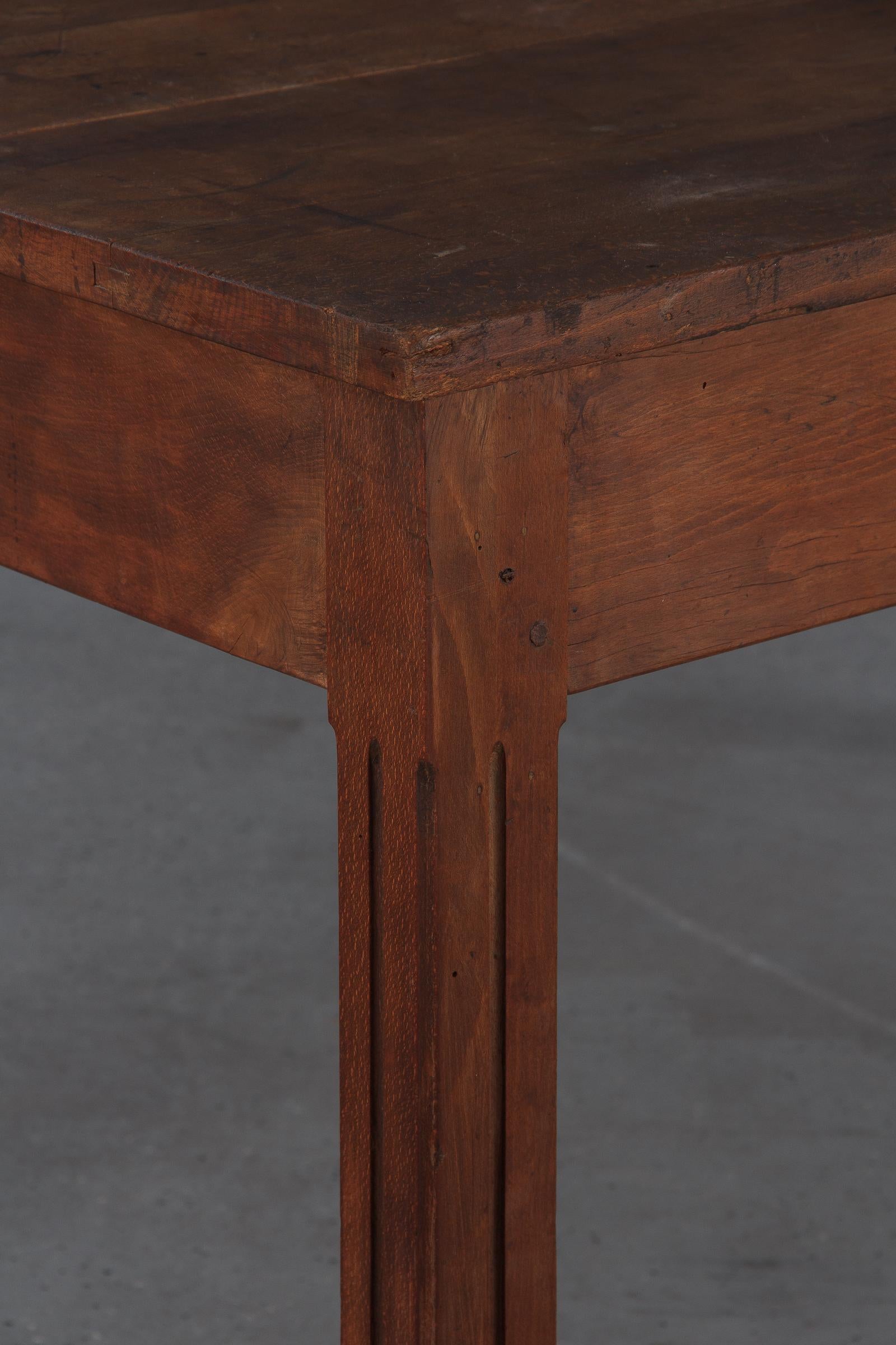 Industrial French Beech Wood Working Table, Mid 1900s