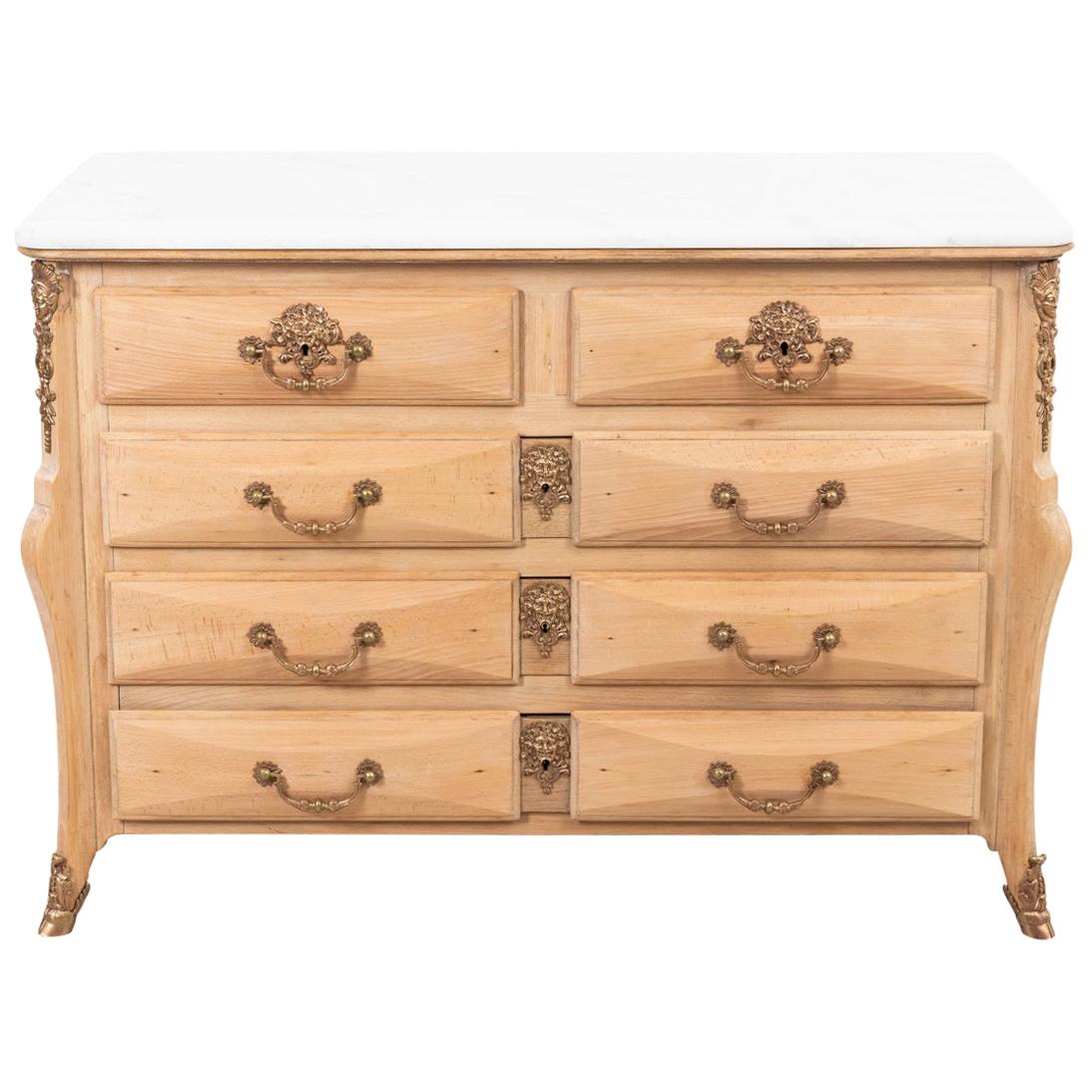 French Beechwood Chest of Drawers with Marble Top For Sale
