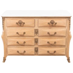 Antique French Beechwood Chest of Drawers with Marble Top