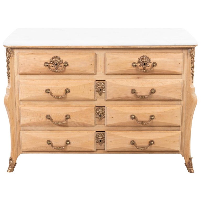 French Beechwood Chest of Drawers with Marble Top For Sale at 1stDibs