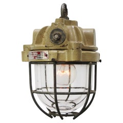 French Beige Brown Cast Iron Retro Industrial Pendant Lamp by Mapelec Amiens