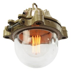 Lampes pendantes industrielles vintage en fonte beige et brune par Mapelec Amiens