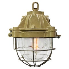 French Beige Brown Cast Iron Vintage Industrial Pendant Lights by Mapelec Amiens