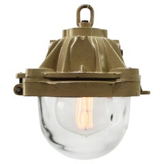 French Beige Brown Cast Iron Vintage Industrial Pendant Lights by Mapelec Amiens