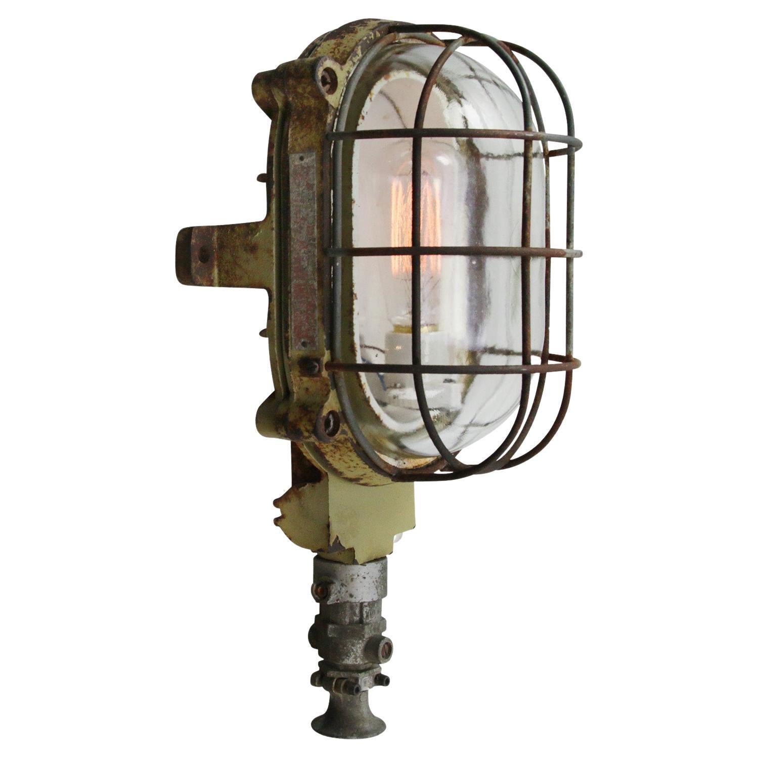 French Beige Vintage Industrial Cast Iron Scone Wall Lights by Mapalec For Sale