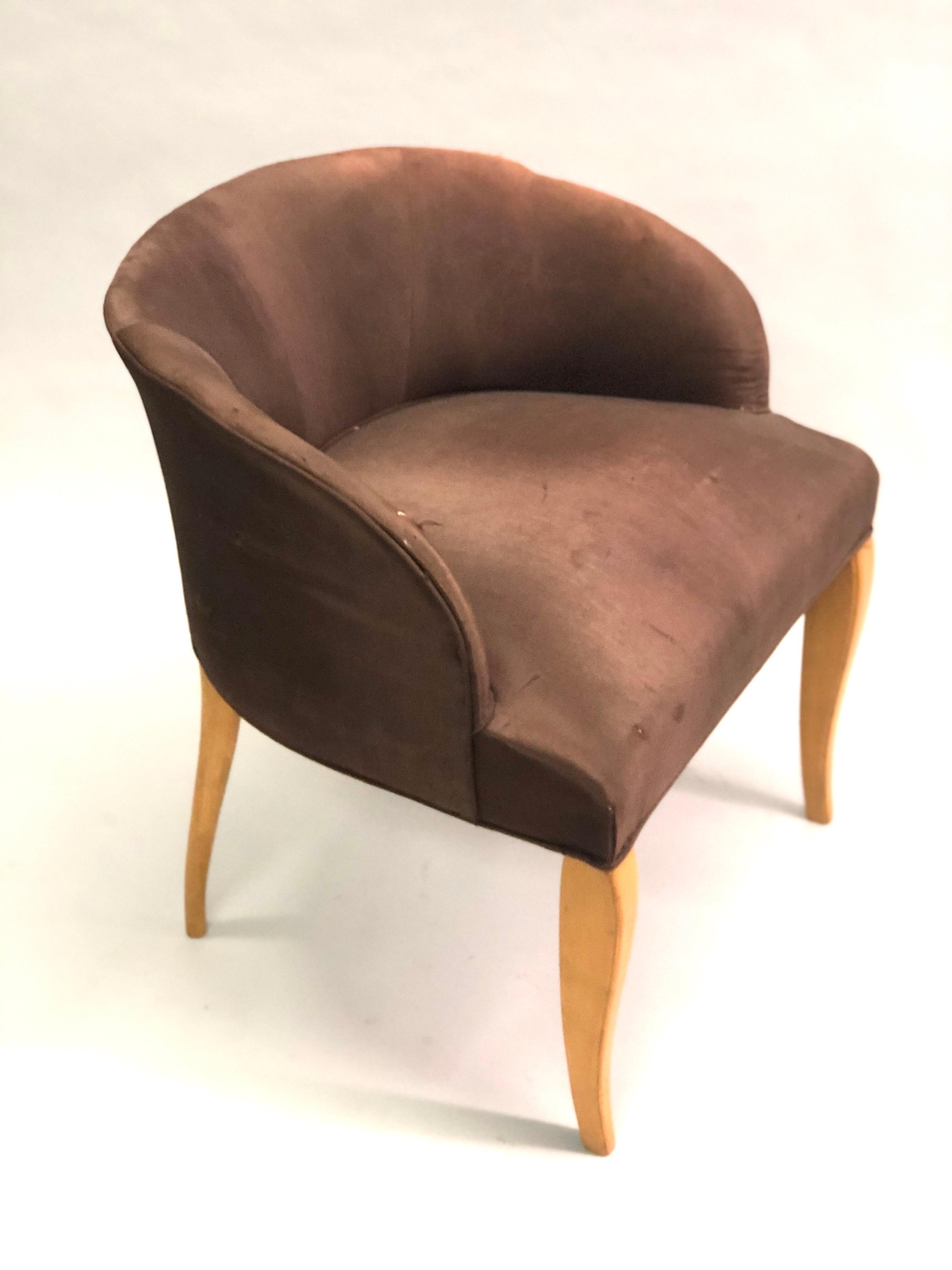 20th Century French / Belgian Art Deco Vanity Chair by Van der Borcht Freres, 1925-1930 For Sale