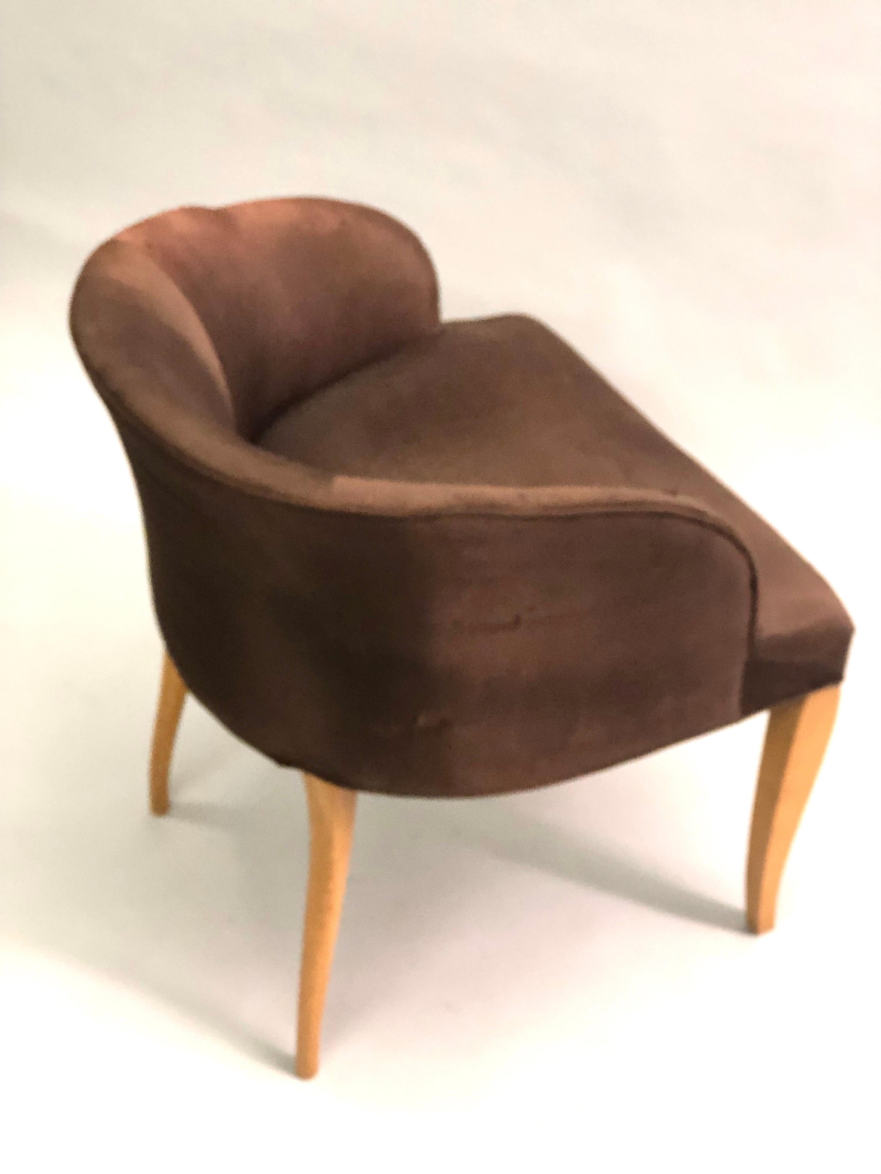 Upholstery French / Belgian Art Deco Vanity Chair by Van der Borcht Freres, 1925-1930 For Sale