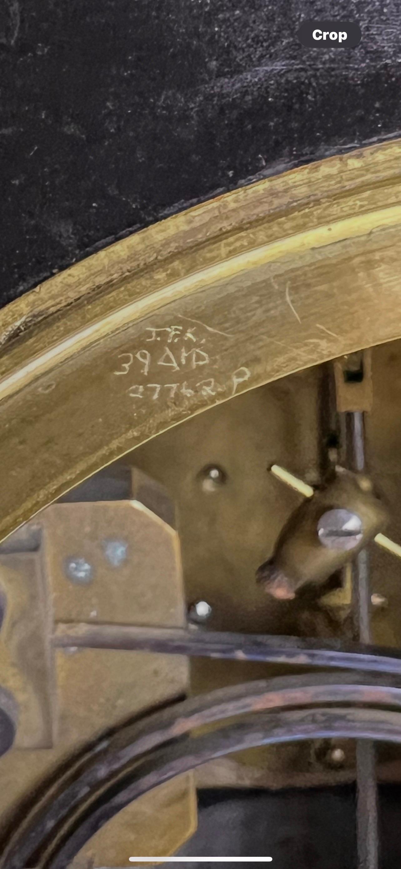 French Belgian Black Slate Mantle Clock with Open Escapement and Malachite Inlay For Sale 10